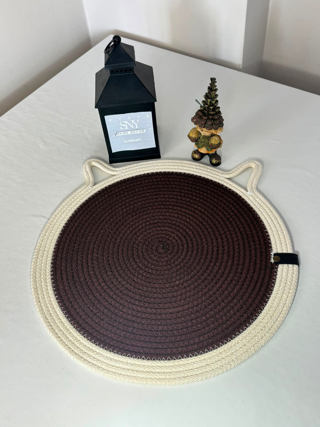 Handmade Cotton Rope Cat Feeding Mat | Washable Pet Bowl Placemat | Modern Cat Accessories