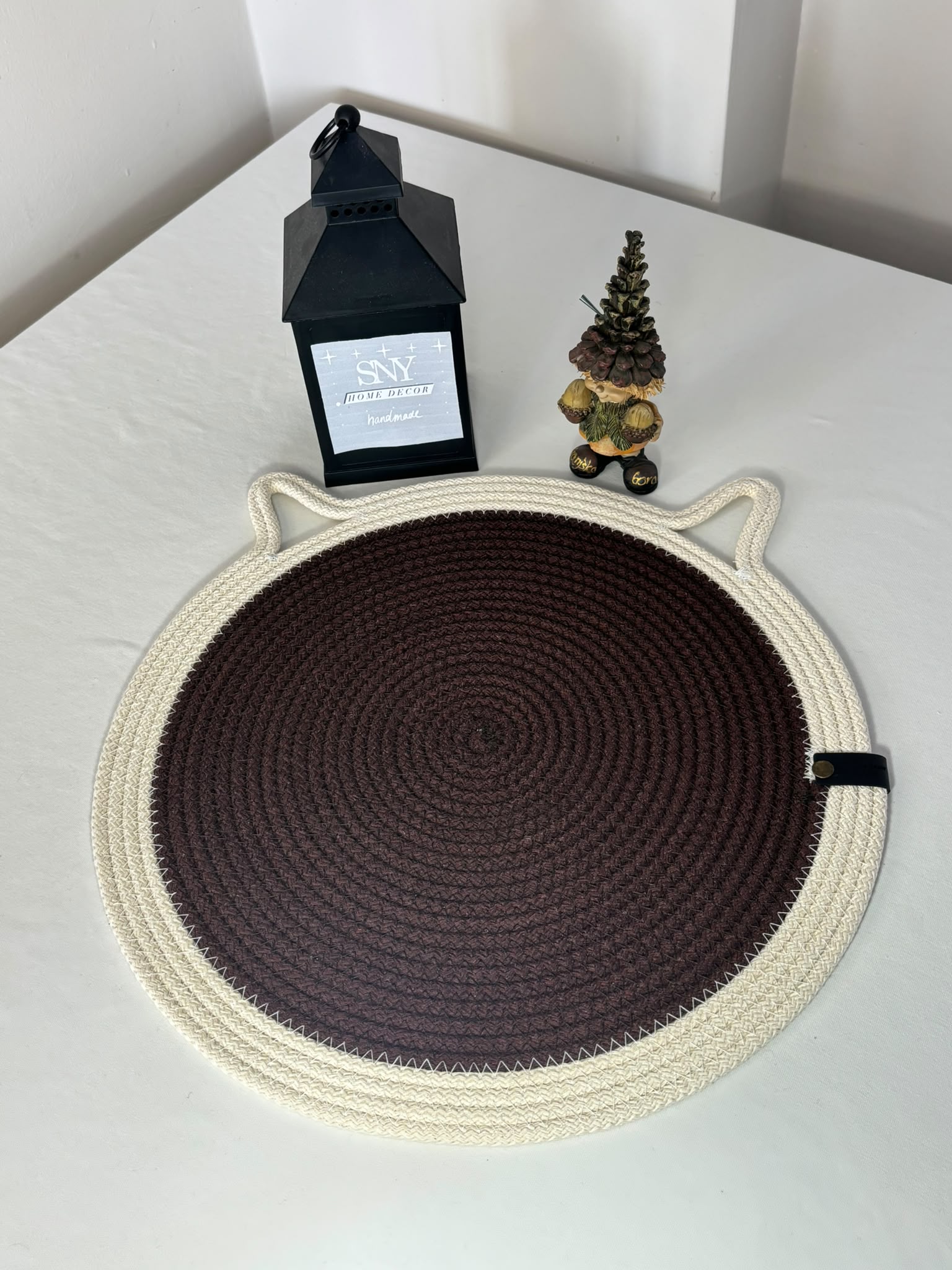 Handmade Cotton Rope Cat Feeding Mat | Washable Pet Bowl Placemat | Modern Cat Accessories
