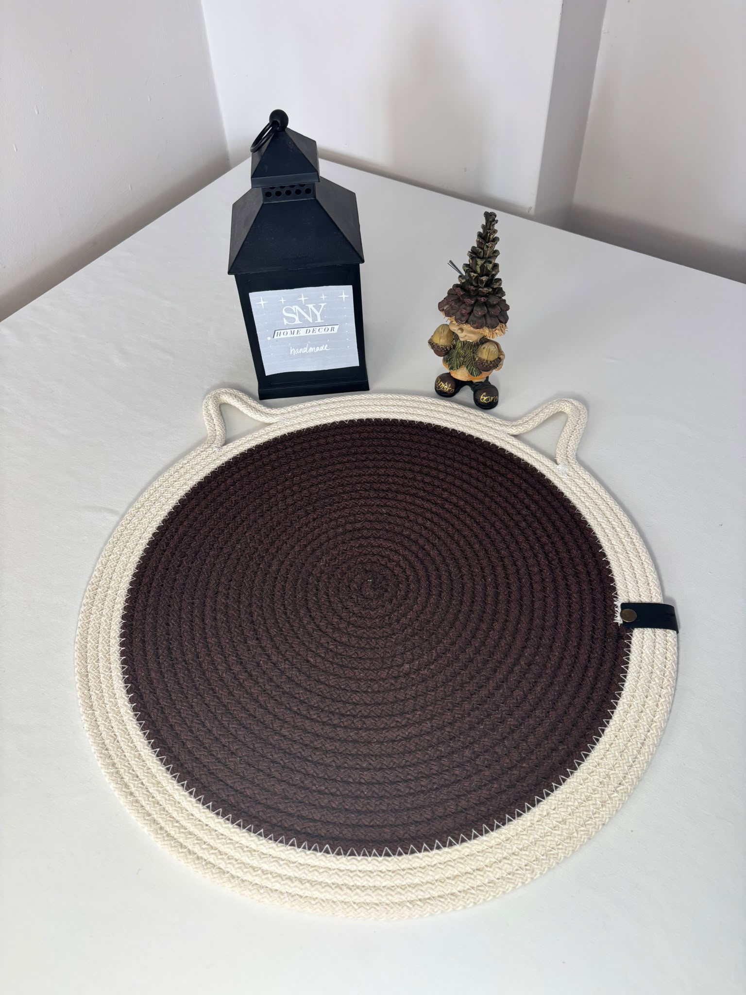 Handmade Cotton Rope Cat Feeding Mat | Washable Pet Bowl Placemat | Modern Cat Accessories