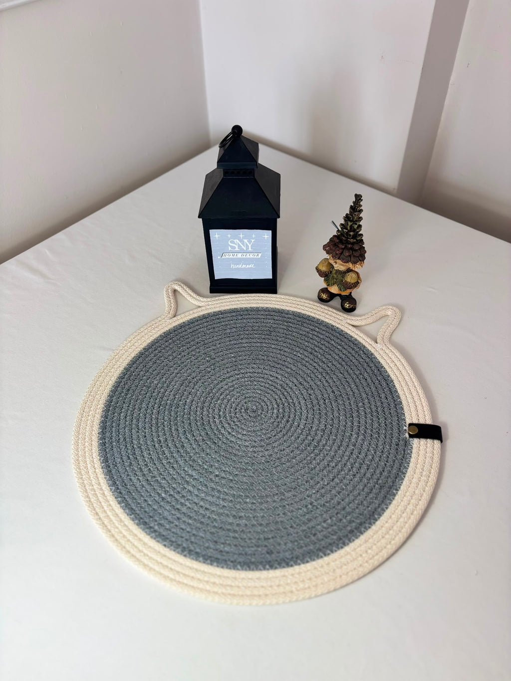 Handmade Cotton Rope Cat Feeding Mat | Washable Pet Bowl Placemat | Modern Cat Accessories