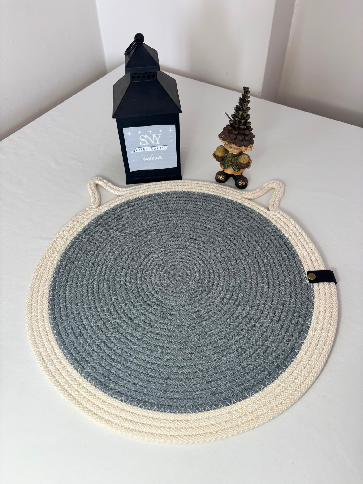 Handmade Cotton Rope Cat Feeding Mat | Washable Pet Bowl Placemat | Modern Cat Accessories