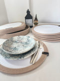 Set of 6 Round Rope Placemats with Storage Basket - Handmade Cotton Placemat Set - Neutral Beige-White Table Decor