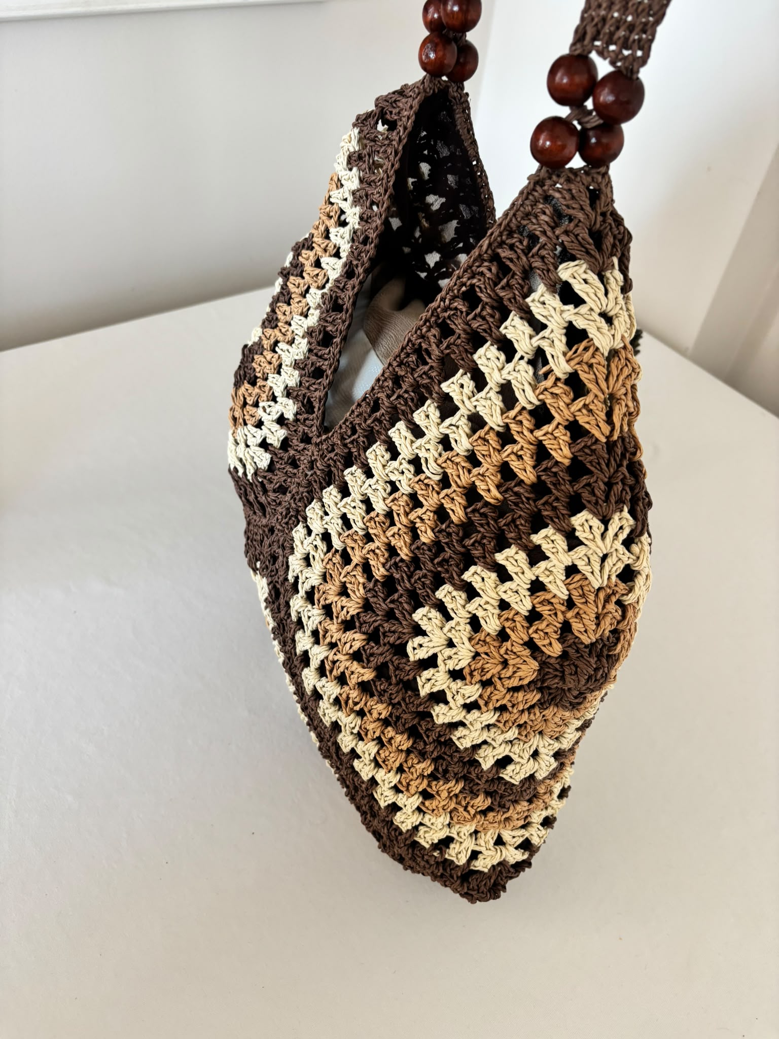 Handmade Raffia Crochet Beach Bag, Summer Market Bag, Boho Shoulder Tote, Lightweight Vacation Bag, Eco Friendly Large Women's Handbag
