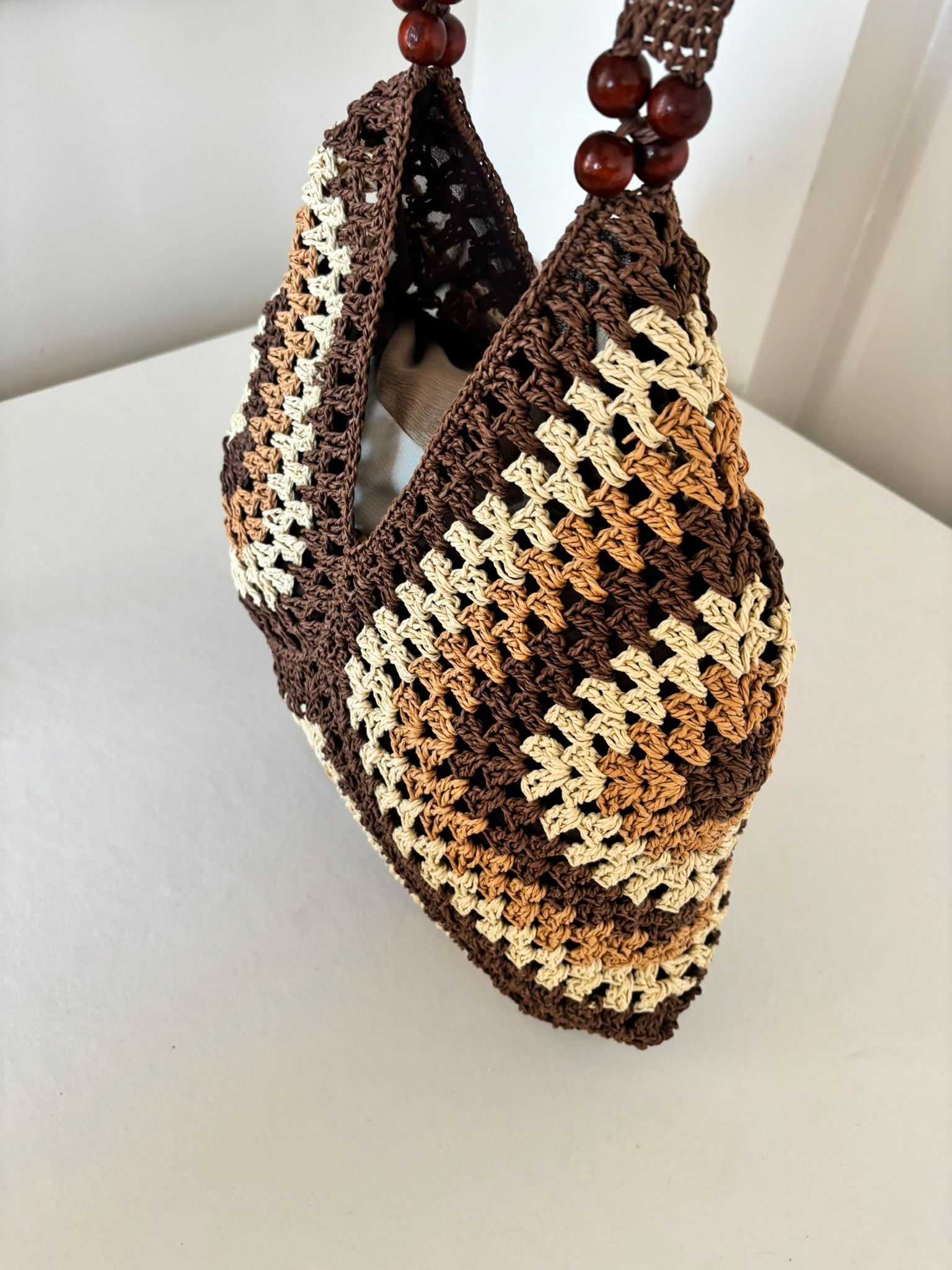 Handmade Raffia Crochet Beach Bag, Summer Market Bag, Boho Shoulder Tote, Lightweight Vacation Bag, Eco Friendly Large Women's Handbag