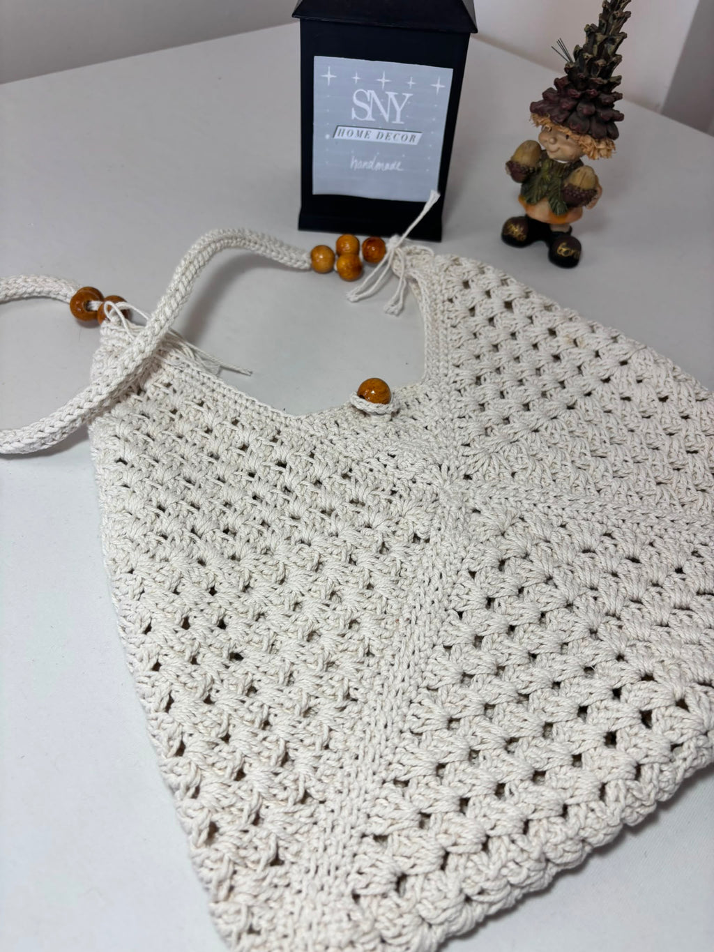 Handmade Granny Square Crochet Bag | Black & White Boho Shoulder Bag | Crochet Tote Bag | Vintage Style Cotton Purse | Gift for Her