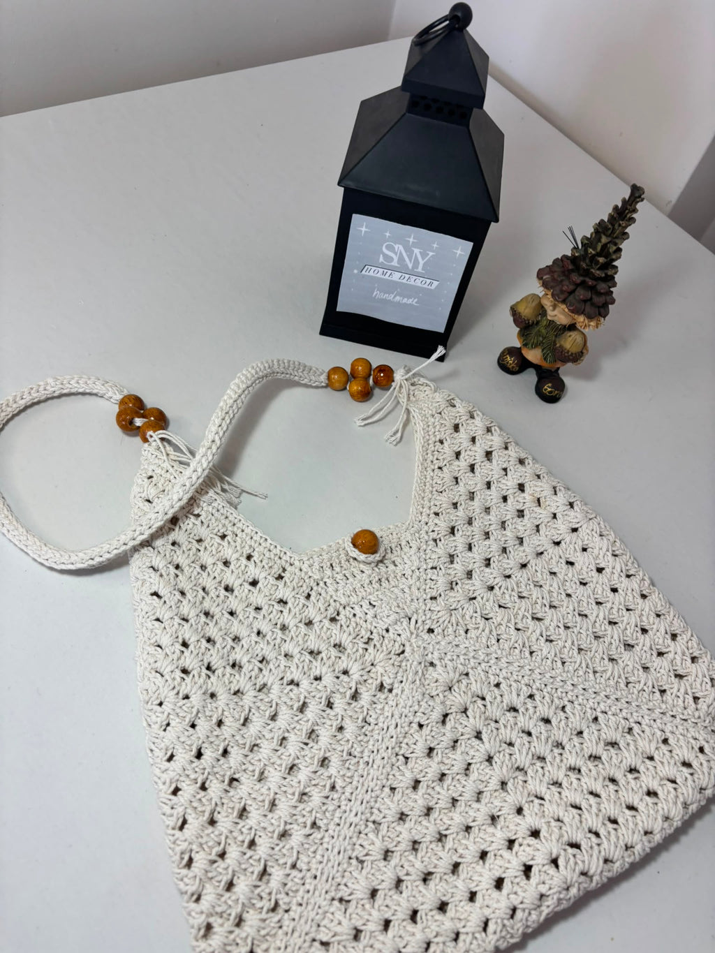Handmade Granny Square Crochet Bag | Black & White Boho Shoulder Bag | Crochet Tote Bag | Vintage Style Cotton Purse | Gift for Her
