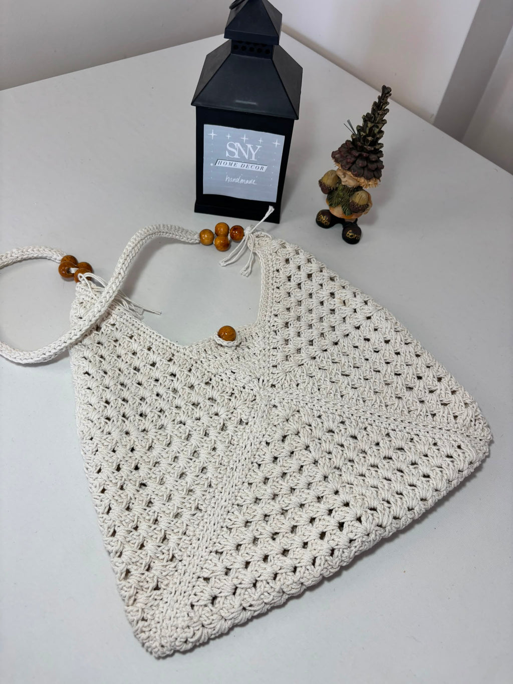 Handmade Granny Square Crochet Bag | Black & White Boho Shoulder Bag | Crochet Tote Bag | Vintage Style Cotton Purse | Gift for Her