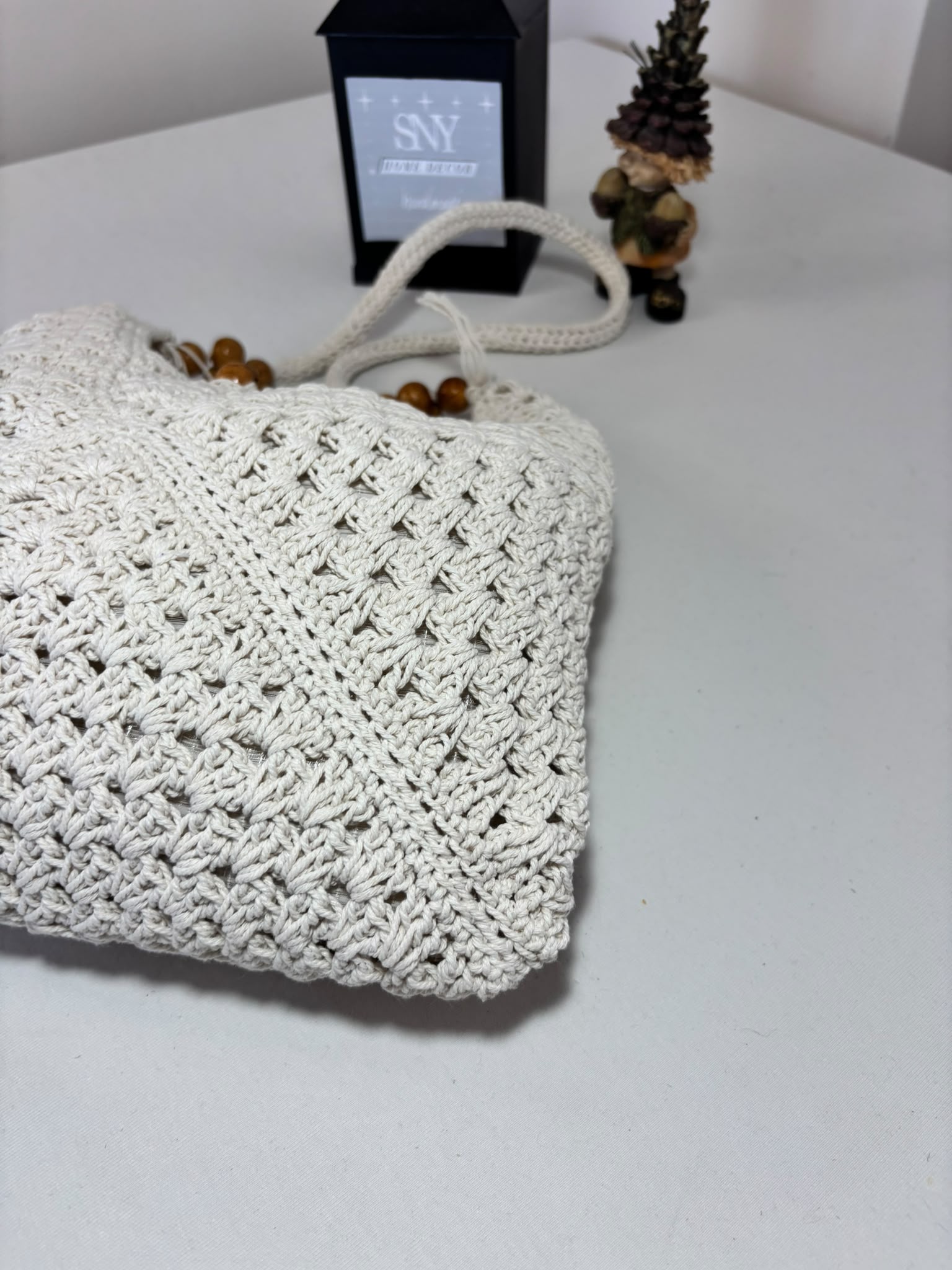 Handmade Granny Square Crochet Bag | Black & White Boho Shoulder Bag | Crochet Tote Bag | Vintage Style Cotton Purse | Gift for Her