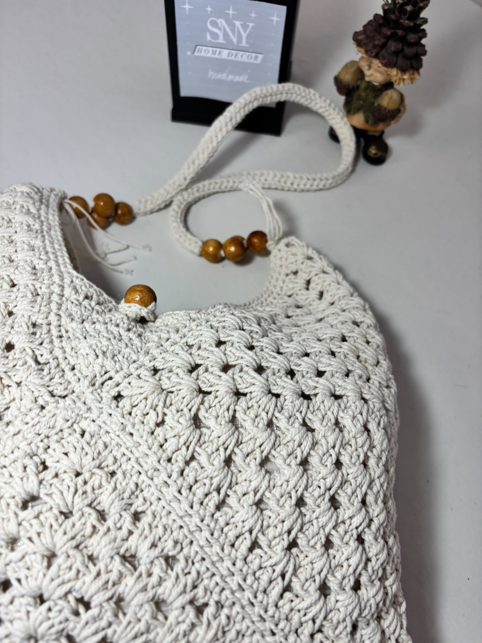 Handmade Granny Square Crochet Bag | Black & White Boho Shoulder Bag | Crochet Tote Bag | Vintage Style Cotton Purse | Gift for Her