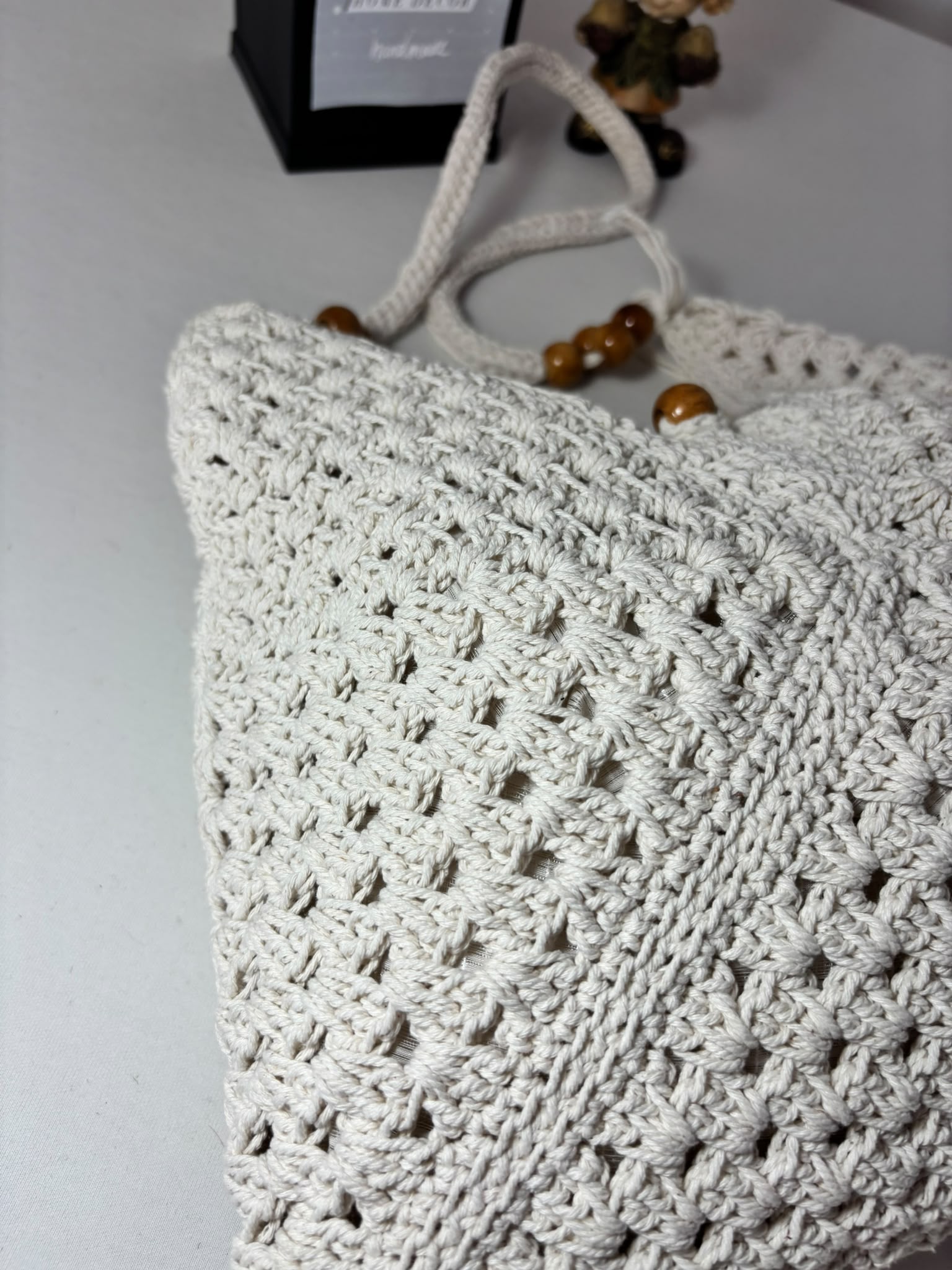 Handmade Granny Square Crochet Bag | Black & White Boho Shoulder Bag | Crochet Tote Bag | Vintage Style Cotton Purse | Gift for Her