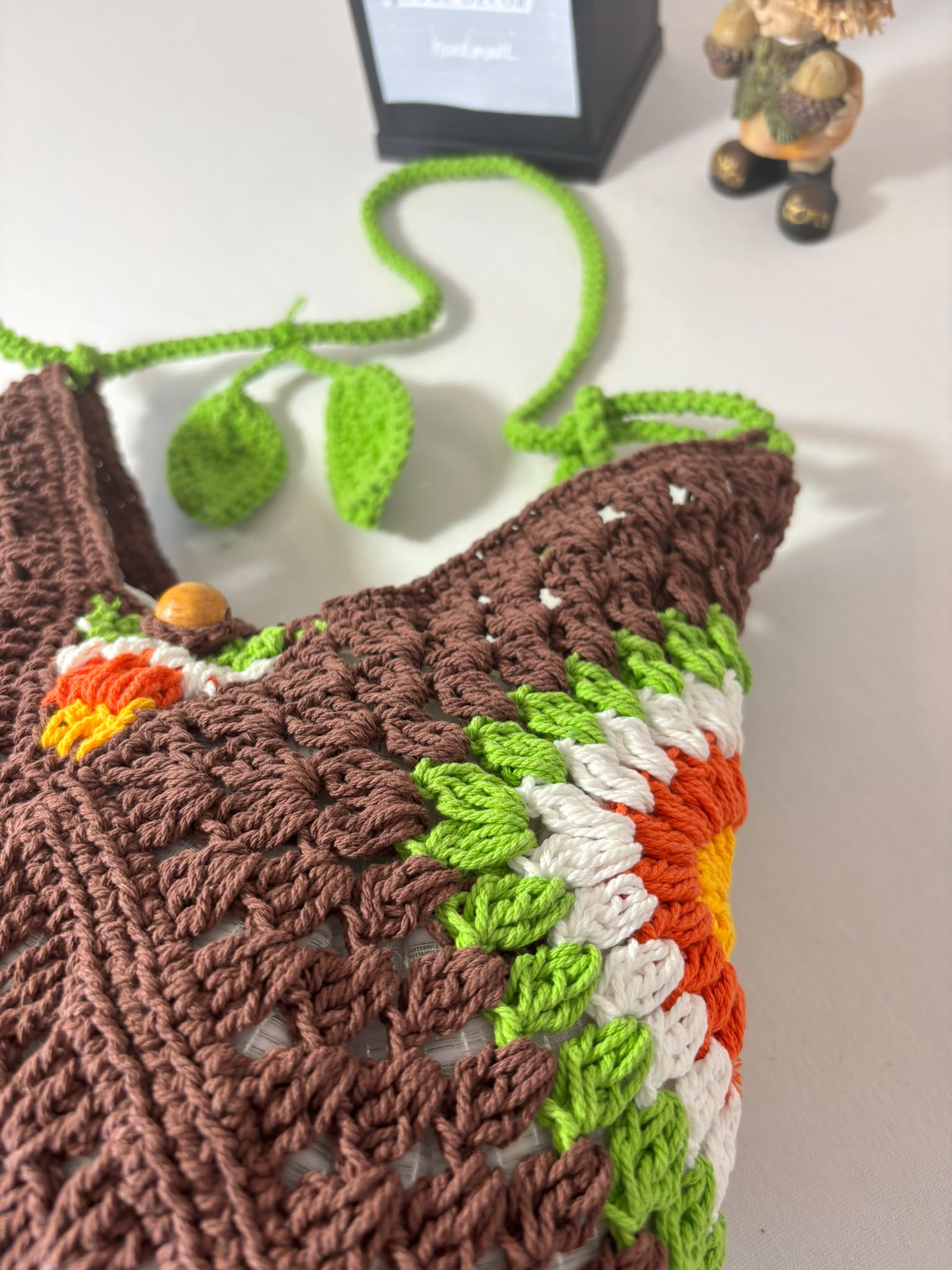 Crochet Granny Square Shoulder Bag | Handmade Black & White Tote | Boho Hobo Bag | Vintage Crochet Purse | Handmade Gift