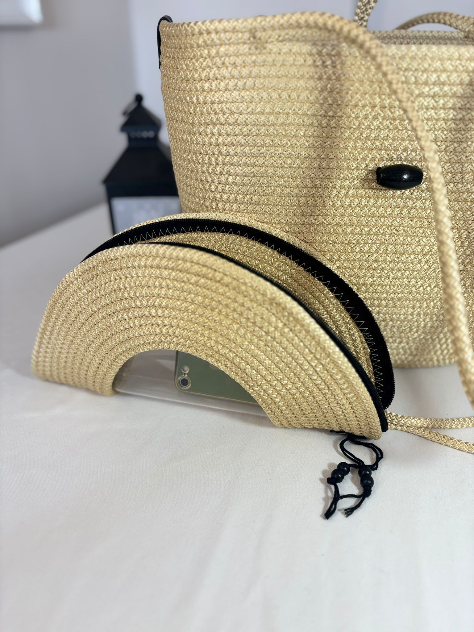 Gold Handmade Jute Rope Tote Bag - Braided Beach Shoulder Bag - Boho Summer Handbag