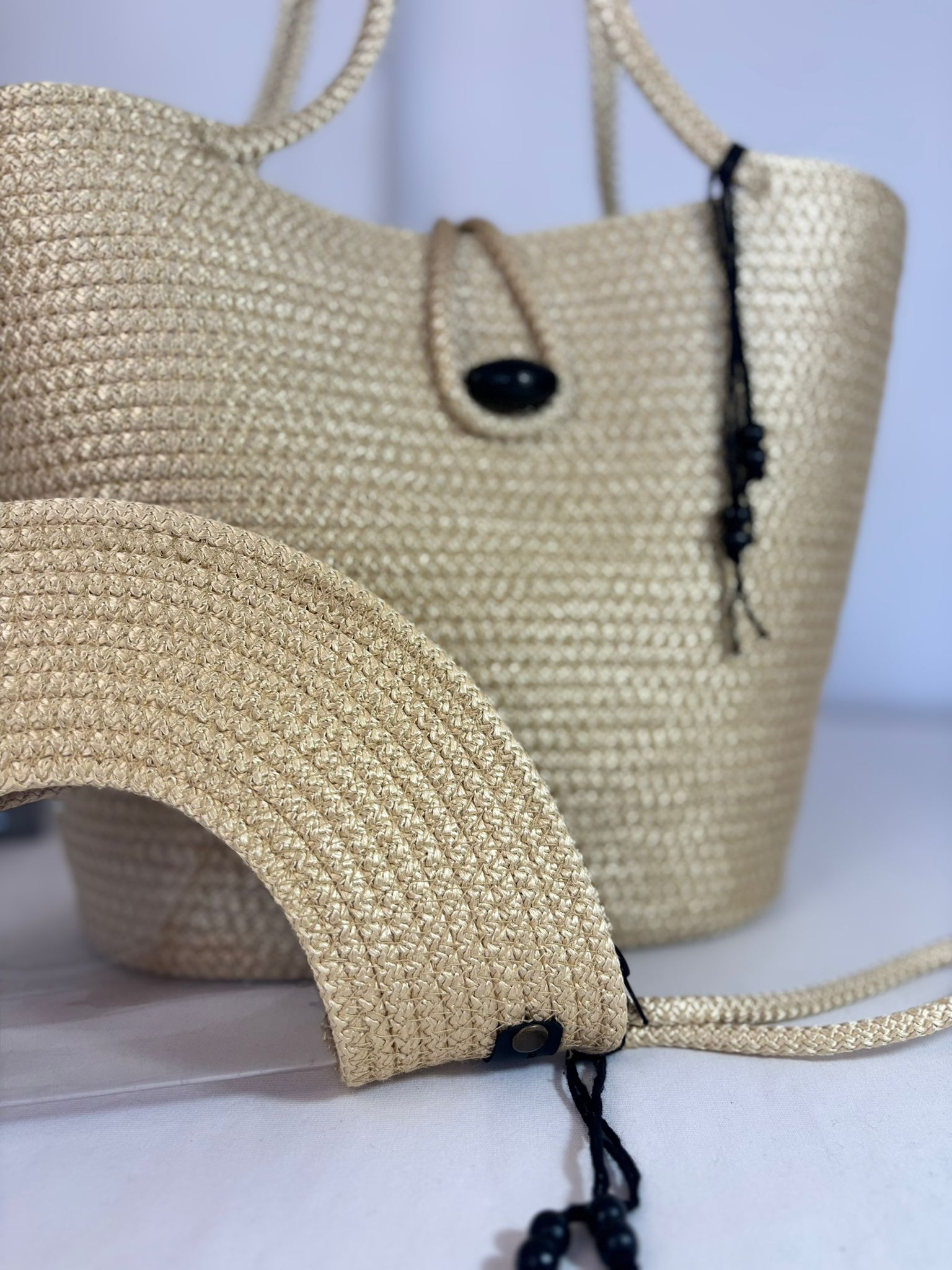 Gold Handmade Jute Rope Tote Bag - Braided Beach Shoulder Bag - Boho Summer Handbag