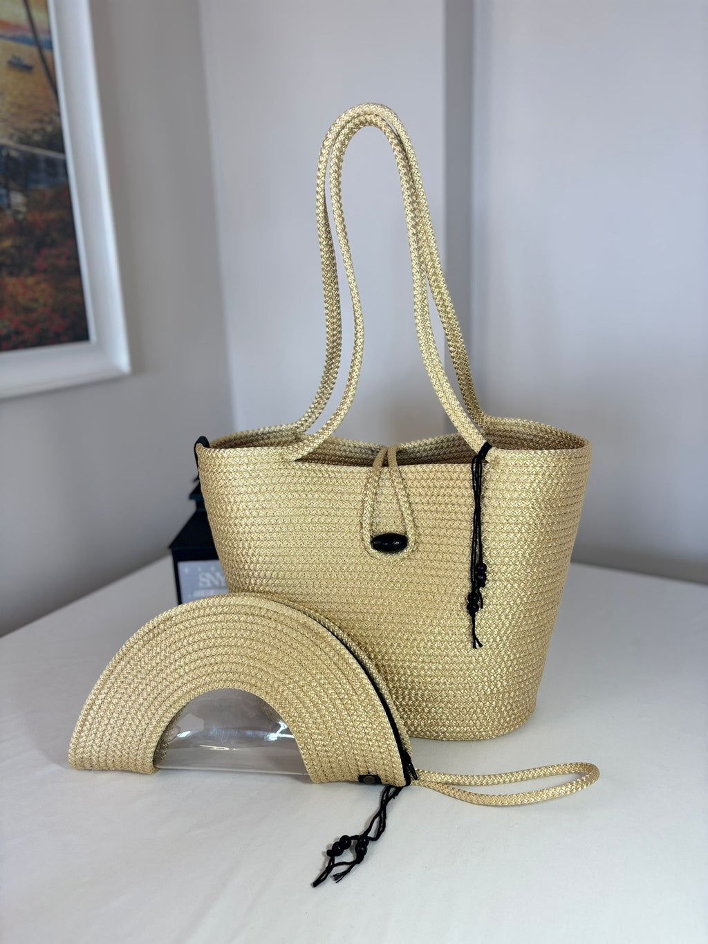 Gold Handmade Jute Rope Tote Bag - Braided Beach Shoulder Bag - Boho Summer Handbag