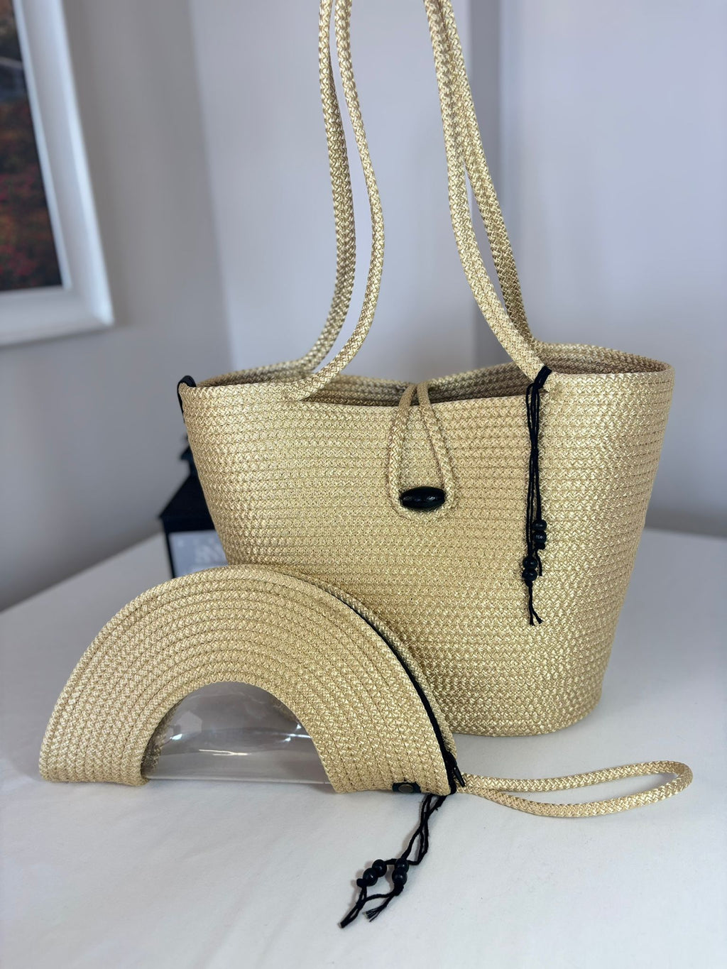 Gold Handmade Jute Rope Tote Bag - Braided Beach Shoulder Bag - Boho Summer Handbag