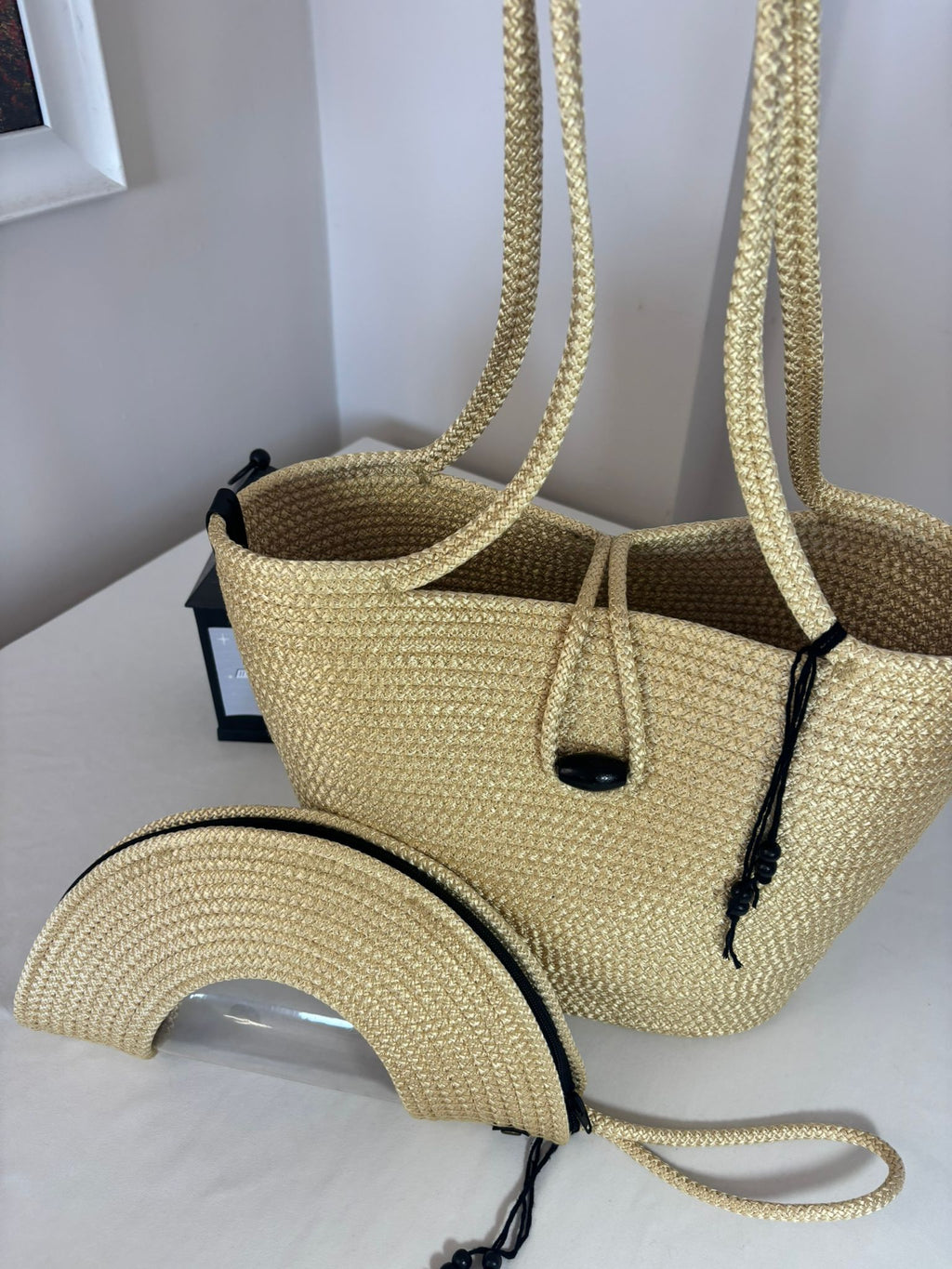 Gold Handmade Jute Rope Tote Bag - Braided Beach Shoulder Bag - Boho Summer Handbag