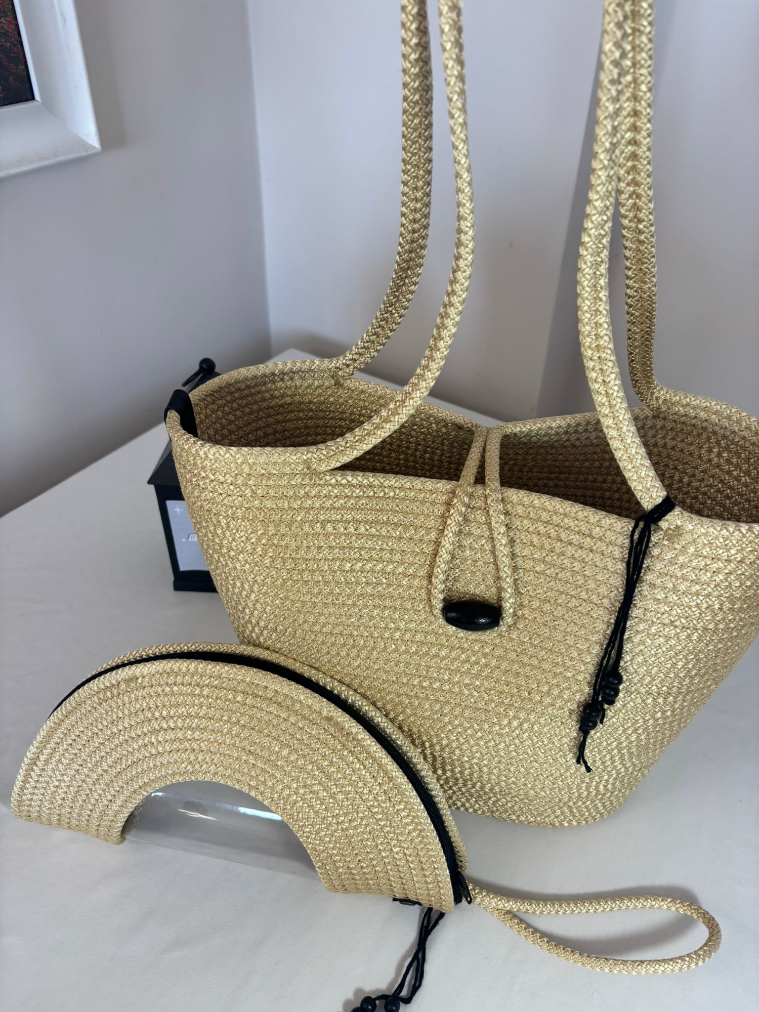 Gold Handmade Jute Rope Tote Bag - Braided Beach Shoulder Bag - Boho Summer Handbag