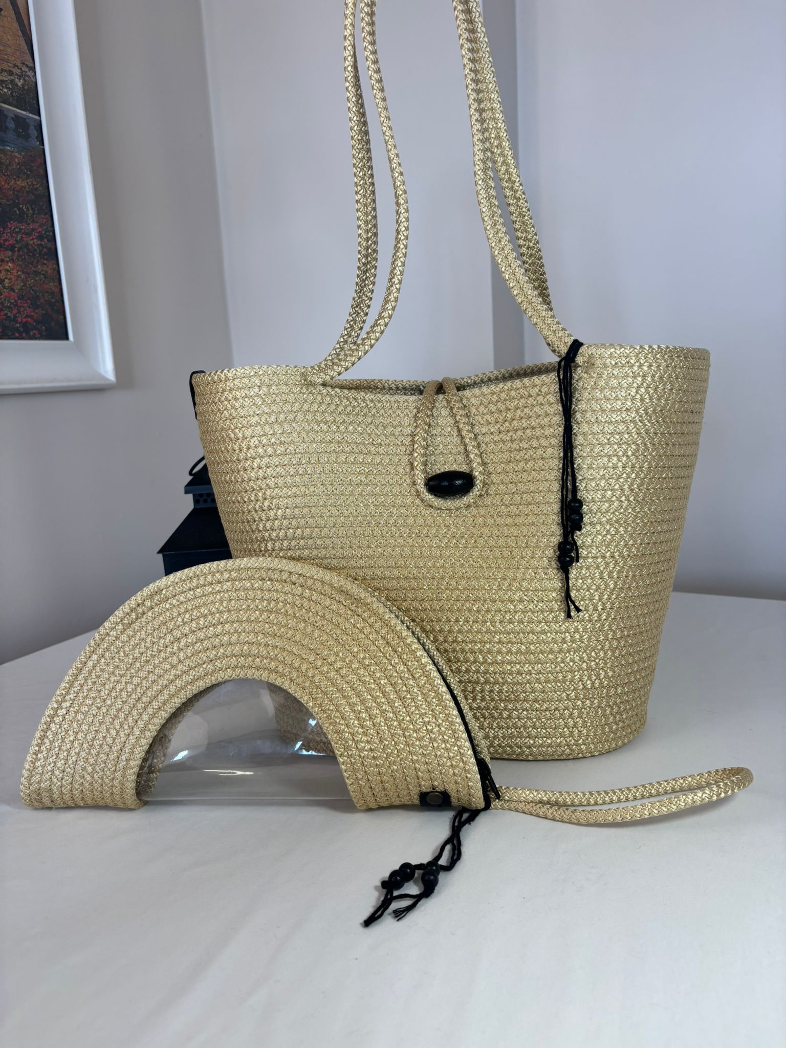 Gold Handmade Jute Rope Tote Bag - Braided Beach Shoulder Bag - Boho Summer Handbag