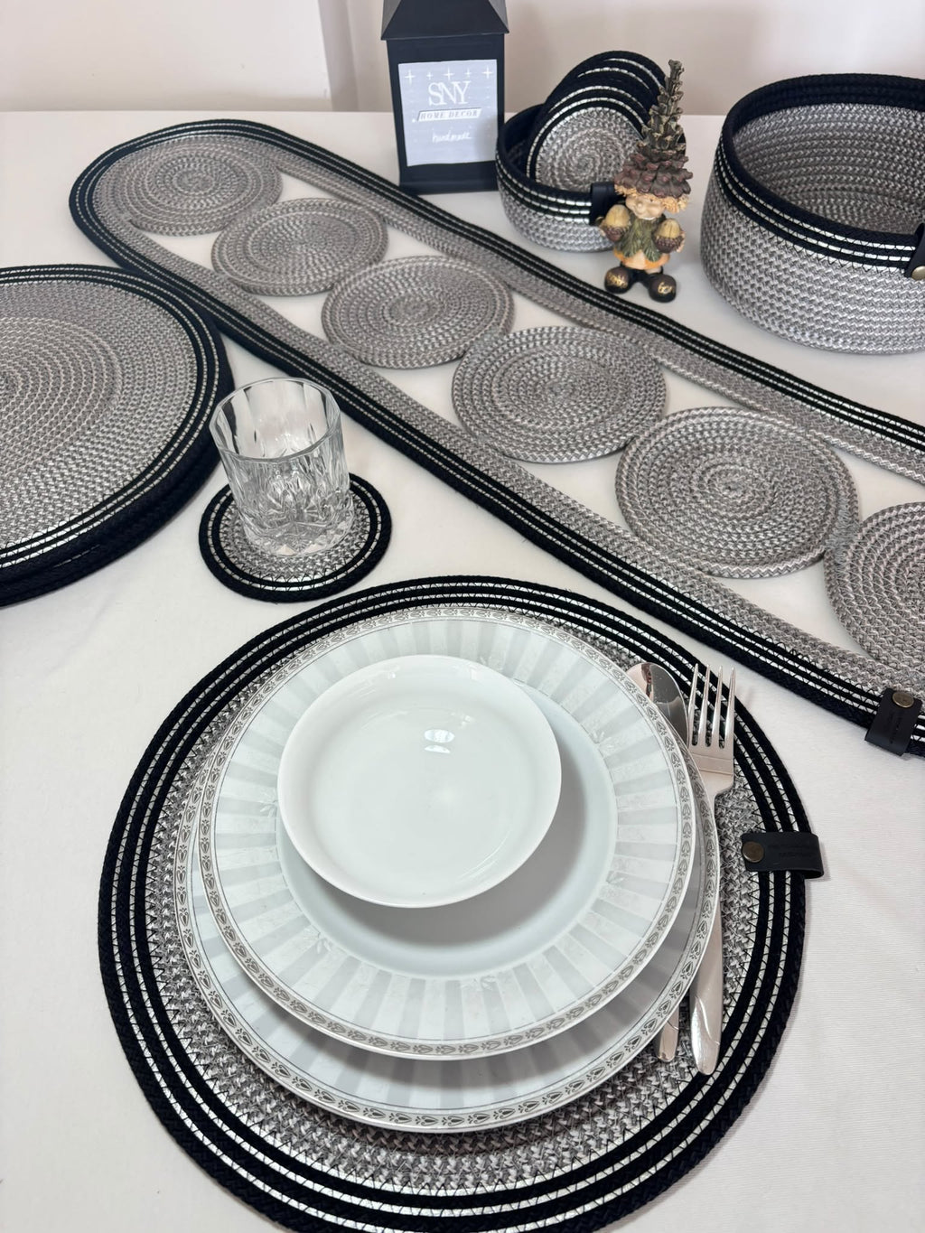 15 Pcs Set of Handmade Rope Placemat Set – Woven Dining Table Runner - glamorous for a gathering