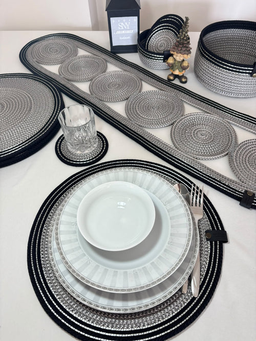 15 Pcs Set of Handmade Rope Placemat Set – Woven Dining Table Runner - glamorous for a gathering