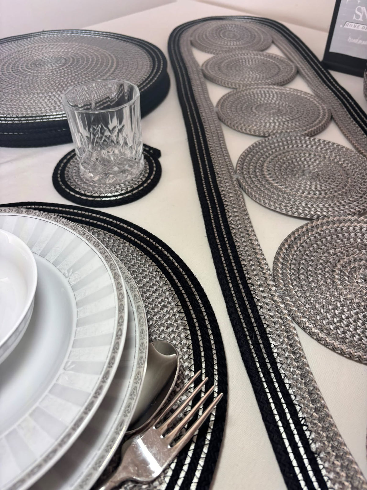15 Pcs Set of Handmade Rope Placemat Set – Woven Dining Table Runner - glamorous for a gathering