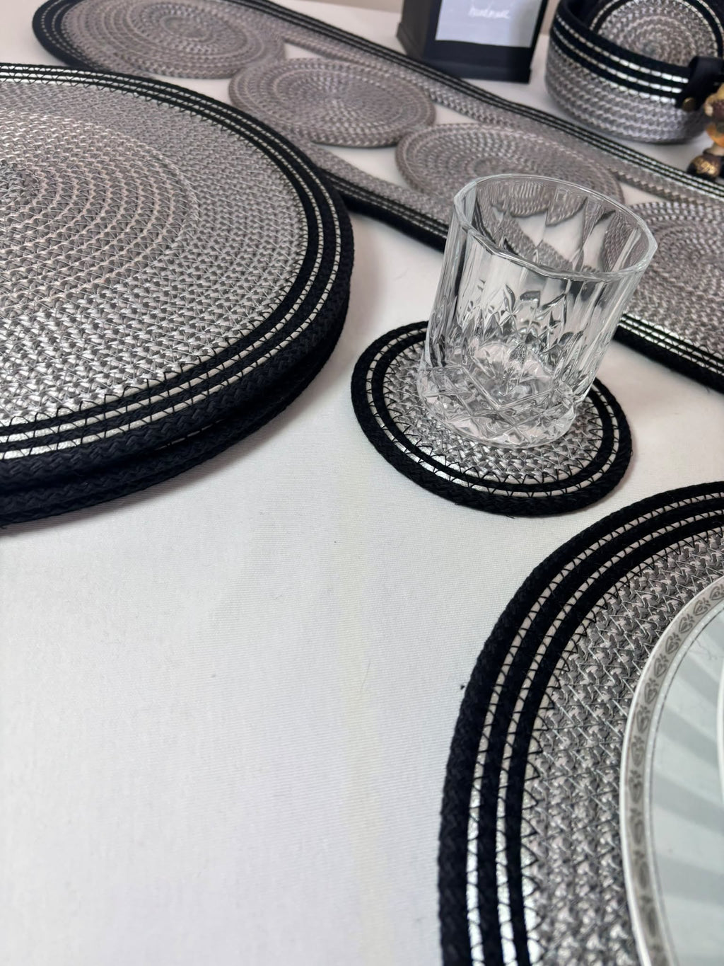 15 Pcs Set of Handmade Rope Placemat Set – Woven Dining Table Runner - glamorous for a gathering