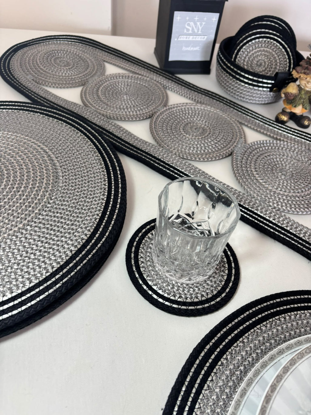 15 Pcs Set of Handmade Rope Placemat Set – Woven Dining Table Runner - glamorous for a gathering