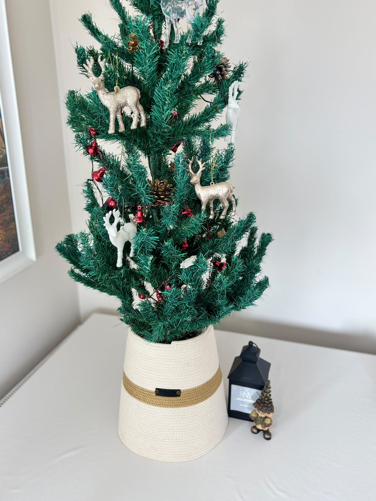 Round wicker Christmas tree collar ,stand cover; woven tree skirt, Christmas tree enclosure, Christmas tree base Cover / plant pot cover