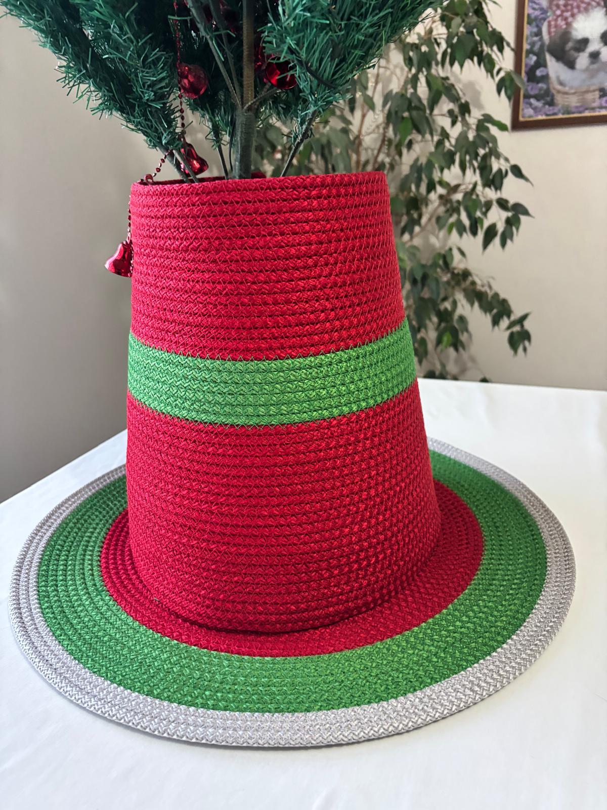 2-Piece Set Handmade Wicker Christmas Tree Stand Cover, Rustic Tree Skirt, Eco-Friendly Base Cover