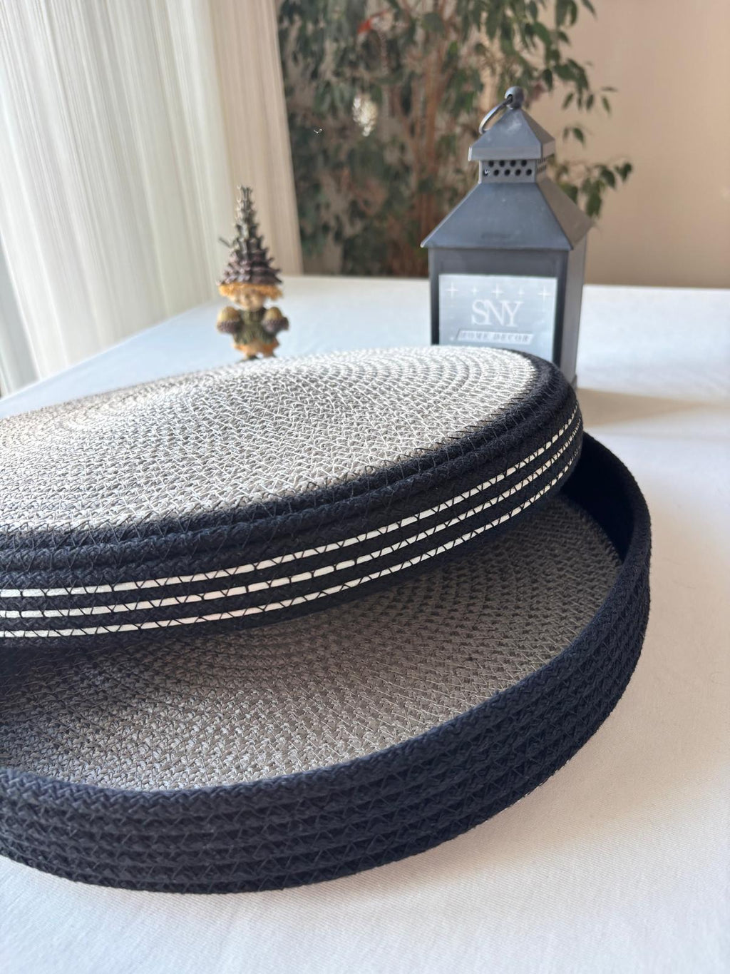 Handmade Rope Basket with Lid, 35 cm Diameter Large Woven Laundry Hamper