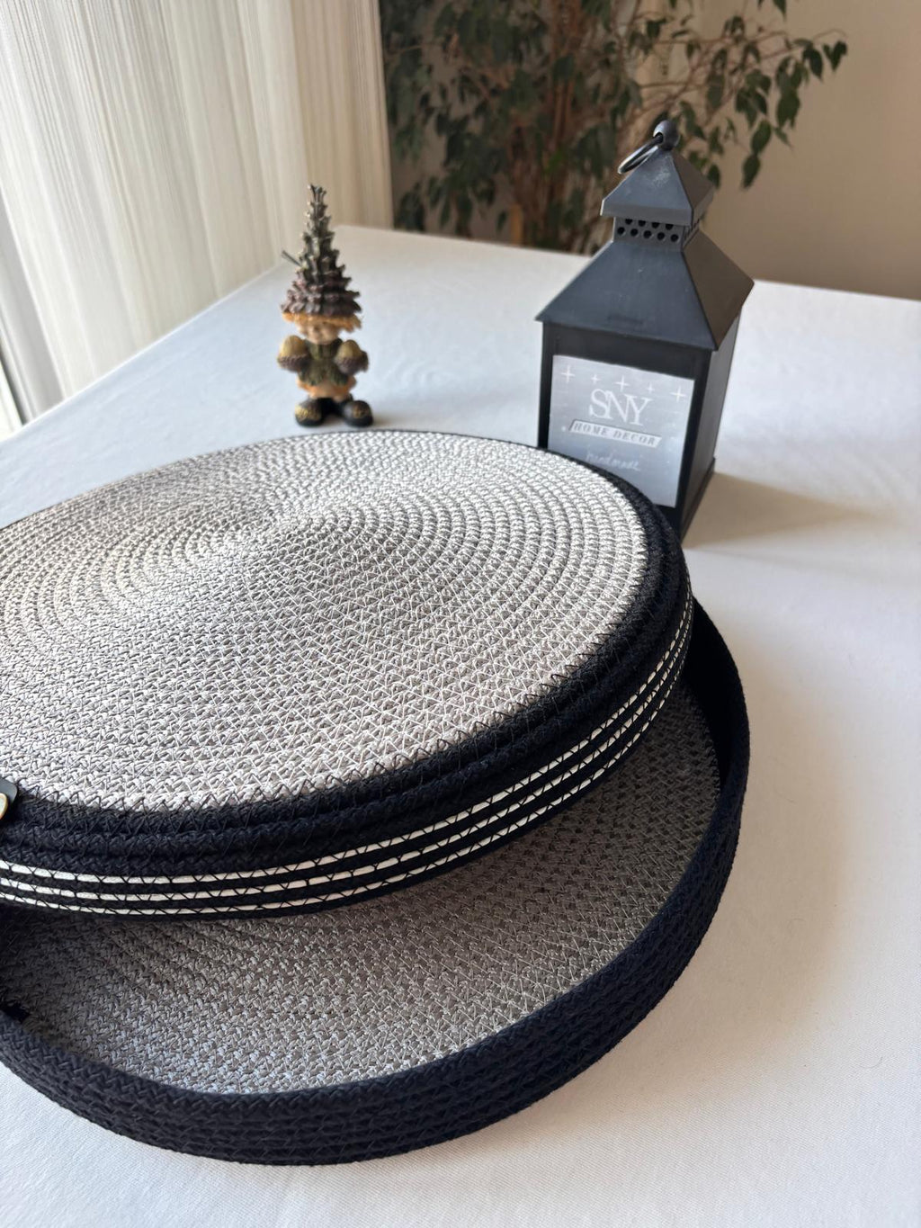 Handmade Rope Basket with Lid, 35 cm Diameter Large Woven Laundry Hamper