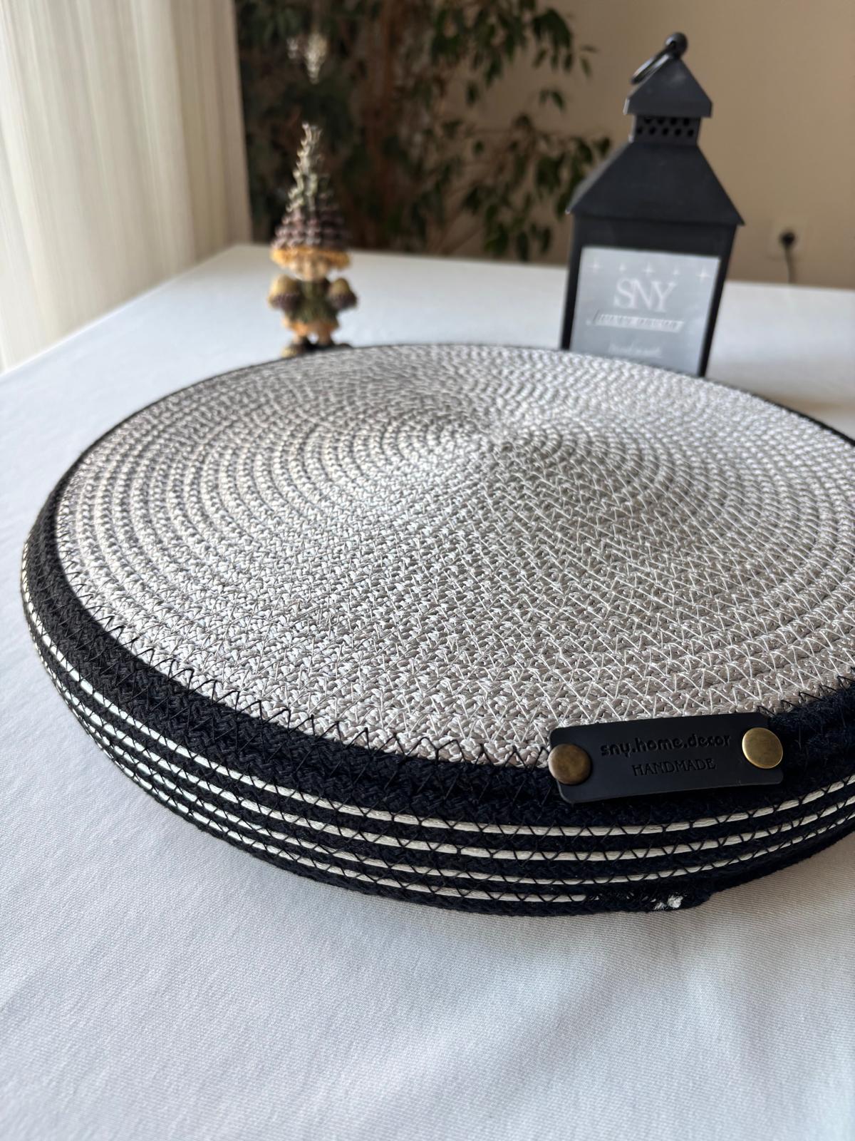 Handmade Rope Basket with Lid, 35 cm Diameter Large Woven Laundry Hamper