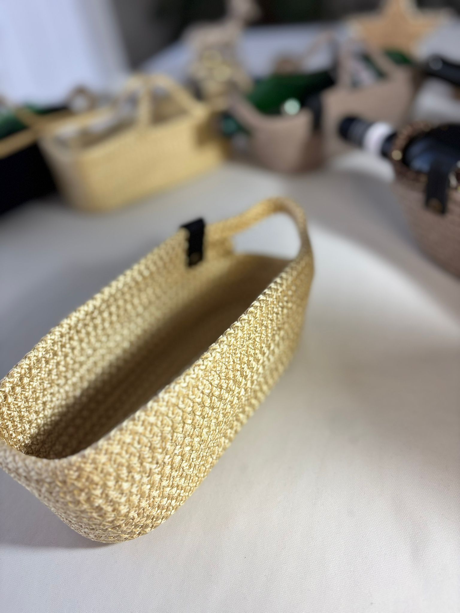 Gehäkelter Weinflaschenhalter – geflochtener Flaschenträger, Geschenktasche