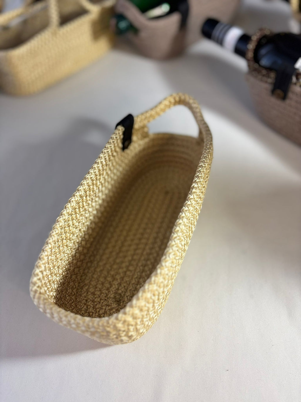 Gehäkelter Weinflaschenhalter – geflochtener Flaschenträger, Geschenktasche