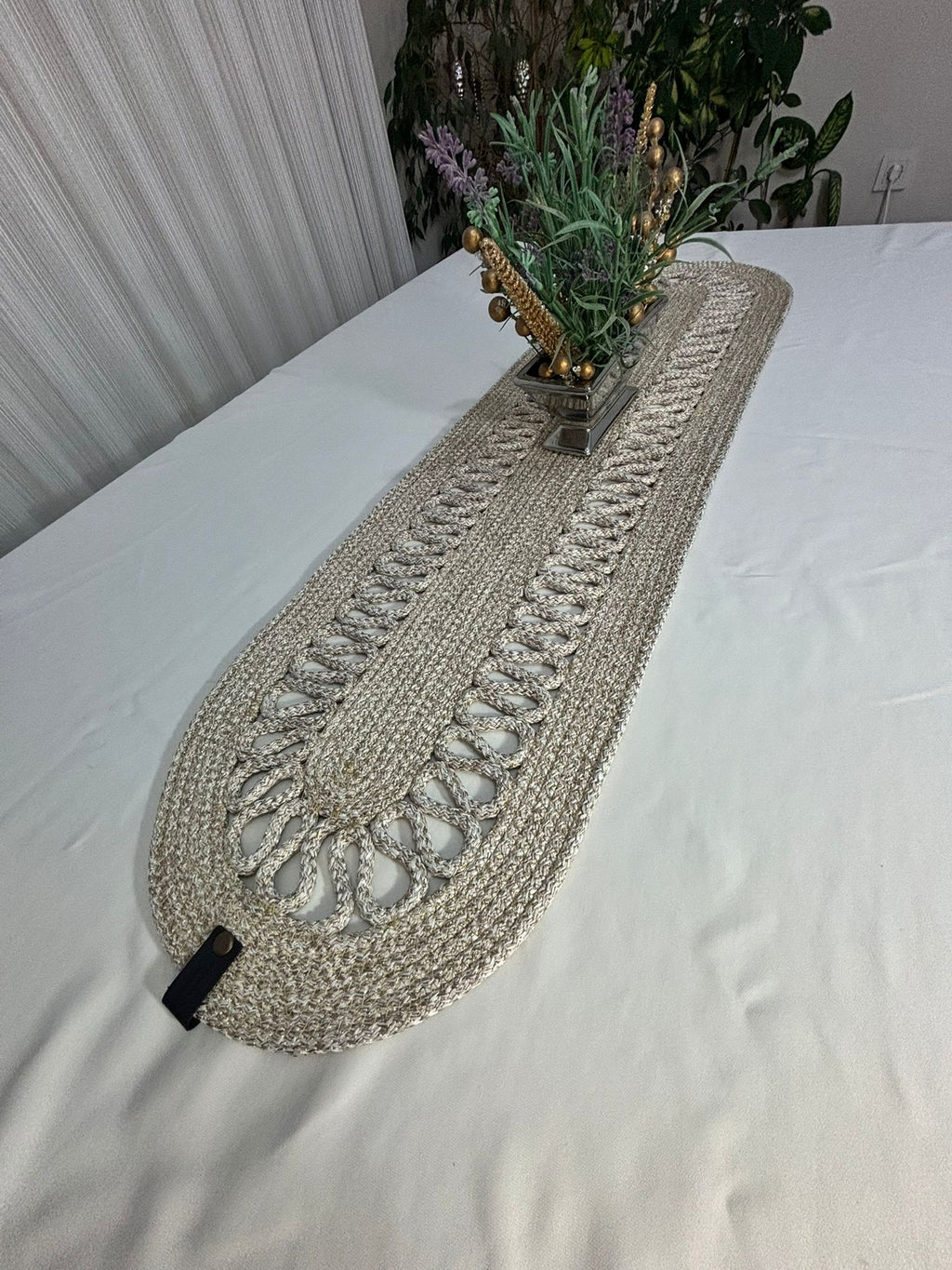 Crochet Cotton Table Runner: Boho Style, Handmade Table Linens