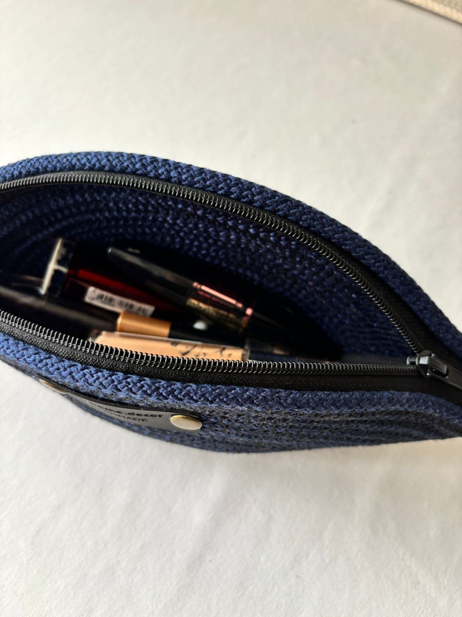 Handwoven Straw Makeup Bag: Boho Cosmetic Zipper Pouch