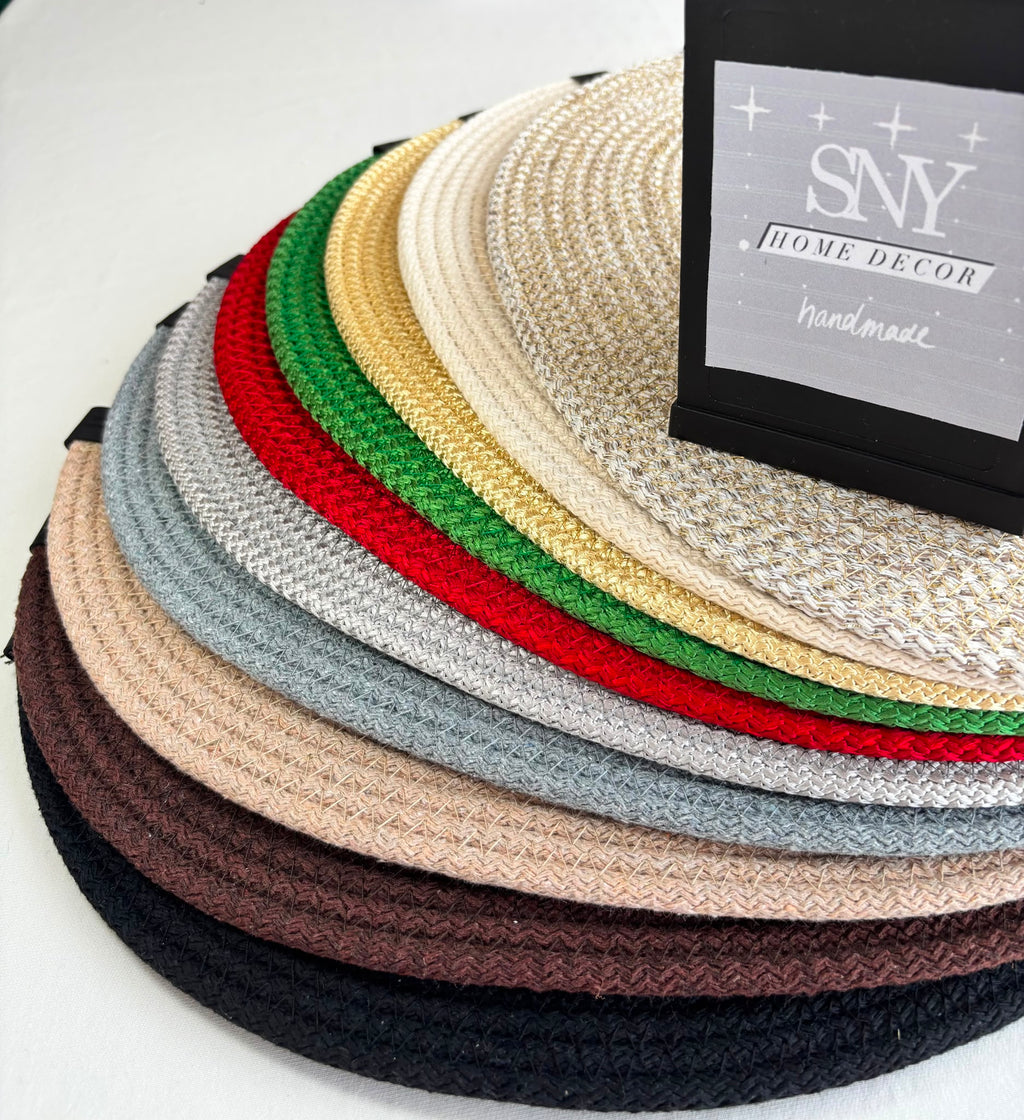Handmade Woven Placemats & Box with lid Set: Boho Table Decor