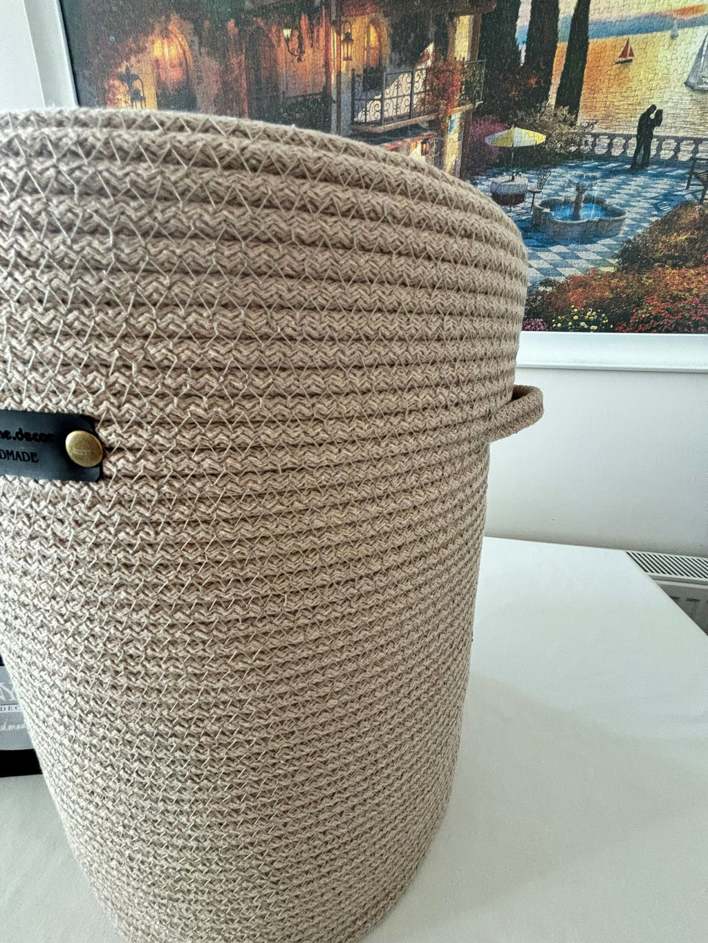 Handmade Woven Water Dispenser Bottle Cover: Rustic Crochet Carboy Cover