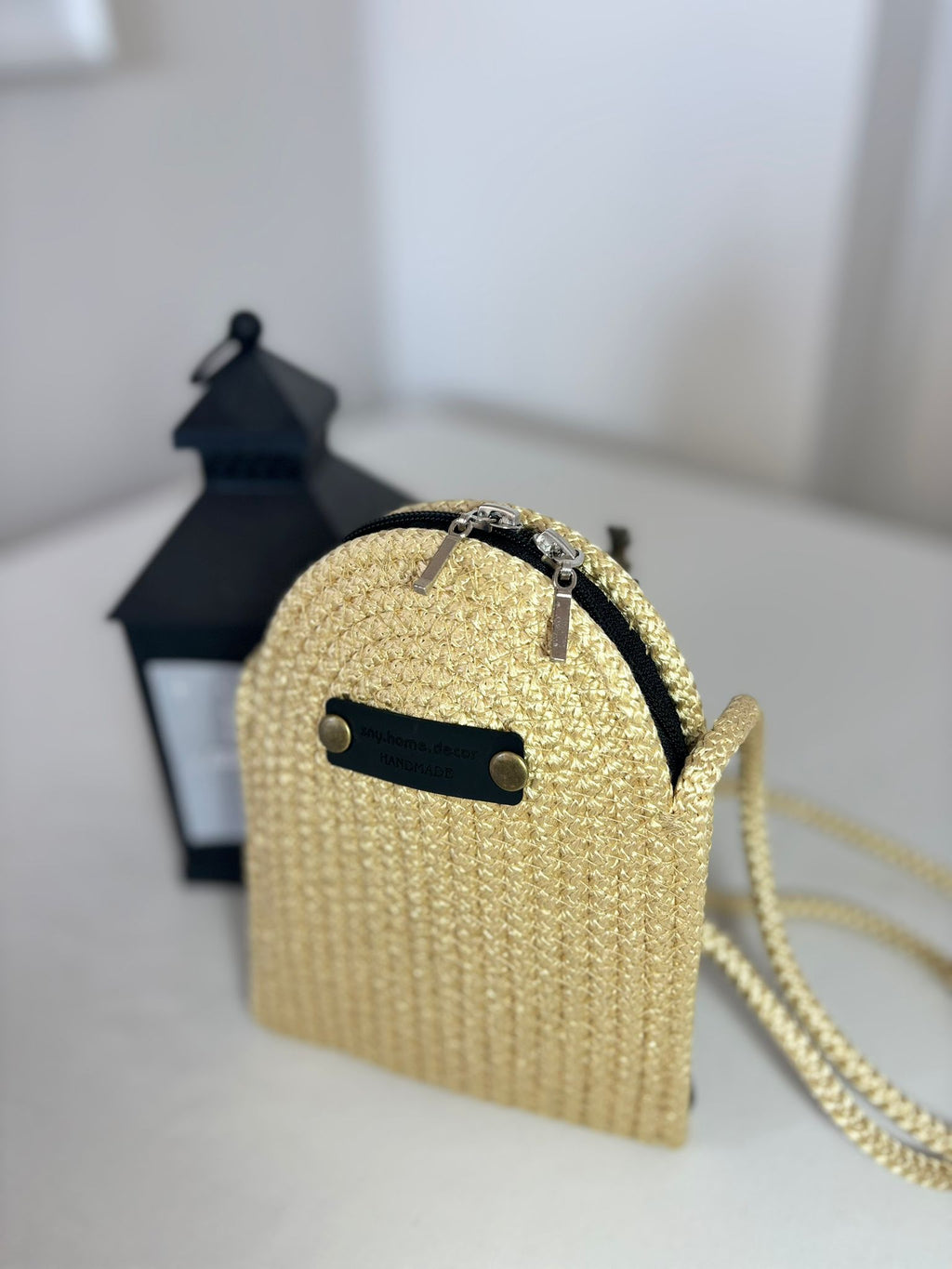 Handmade Woven Phone Crossbody Bag, Straw Cell Phone Purse, Boho Summer Phone Bag, Small Shoulder Bag, Beach Travel Bag