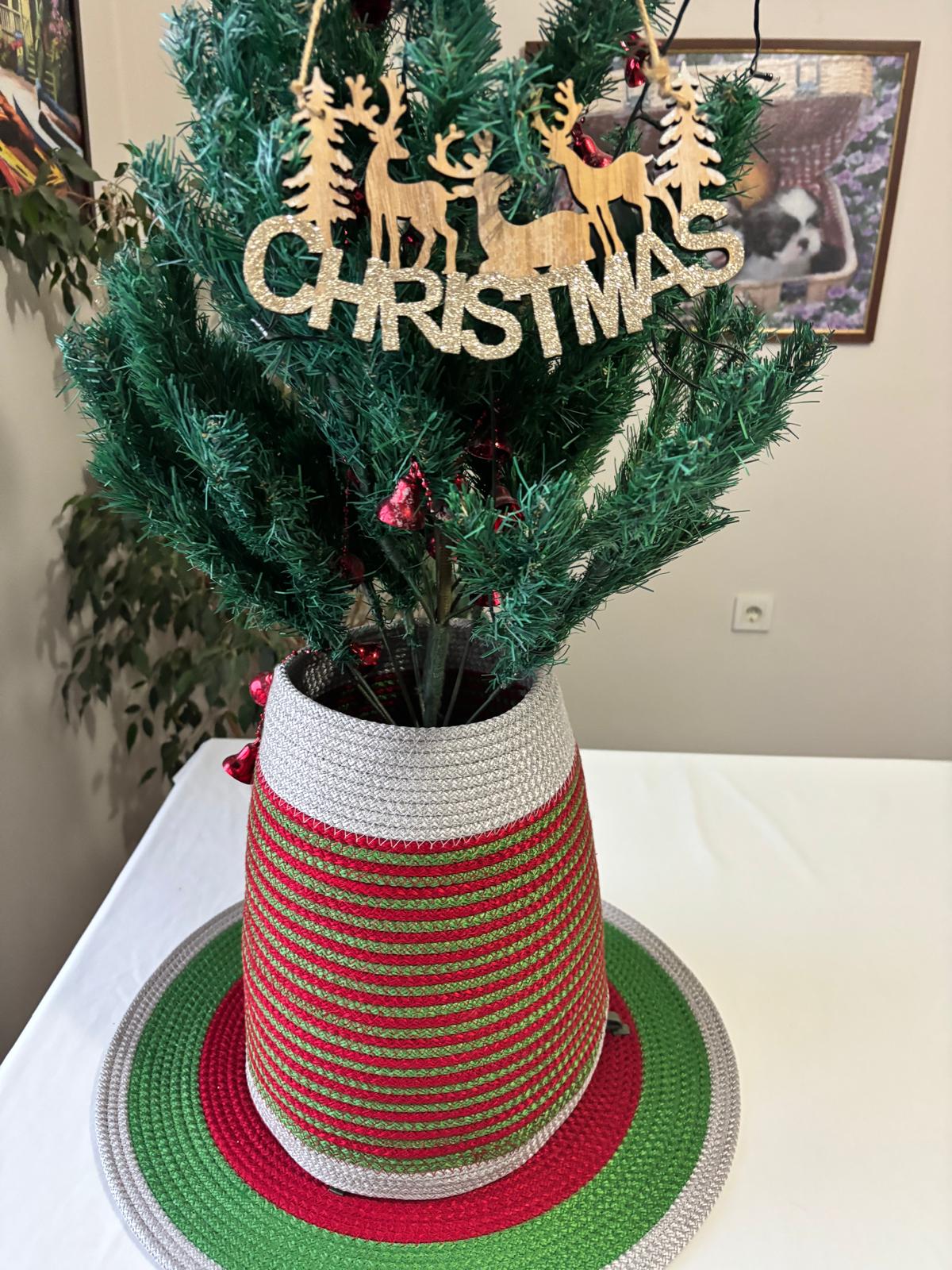 2-Piece Set Handmade Wicker Christmas Tree Stand Cover, Rustic Tree Skirt, Eco-Friendly Base Cover