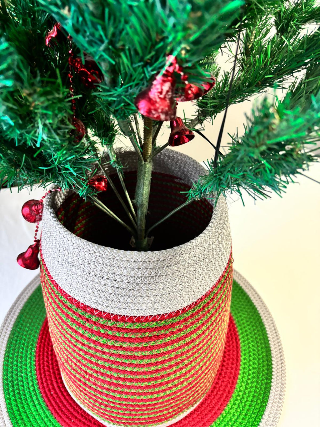 2-Piece Set Handmade Wicker Christmas Tree Stand Cover, Rustic Tree Skirt, Eco-Friendly Base Cover