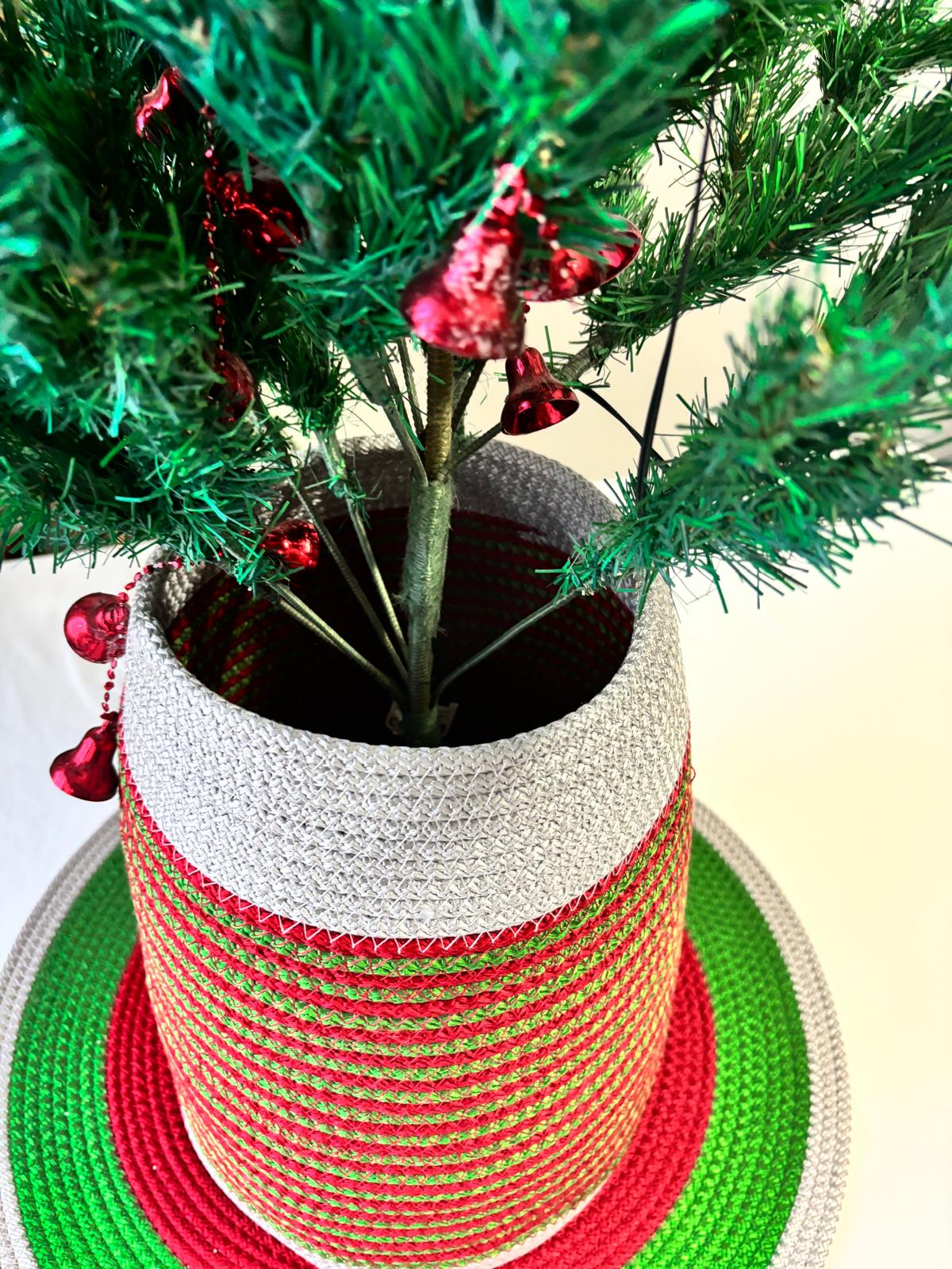 2-Piece Set Handmade Wicker Christmas Tree Stand Cover, Rustic Tree Skirt, Eco-Friendly Base Cover