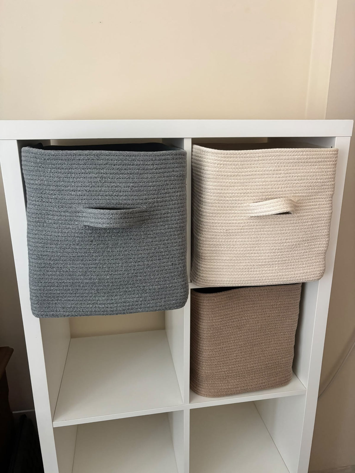 Handmade Storage Basket, IKEA KALLAX Shelf Organizer, Washable Cotton Rope Cube Bin, Handmade Organizer Basket Nursery Toy Storage  Home Decor