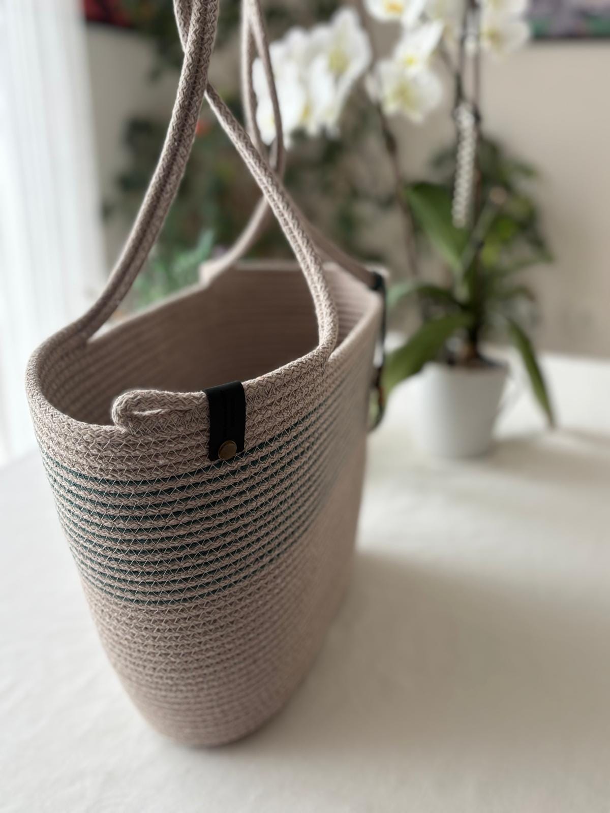 Beige&Grün Handgefertigte geflochtene Jutetasche und Beutel-Set: Beige Clutch & Strandtasche