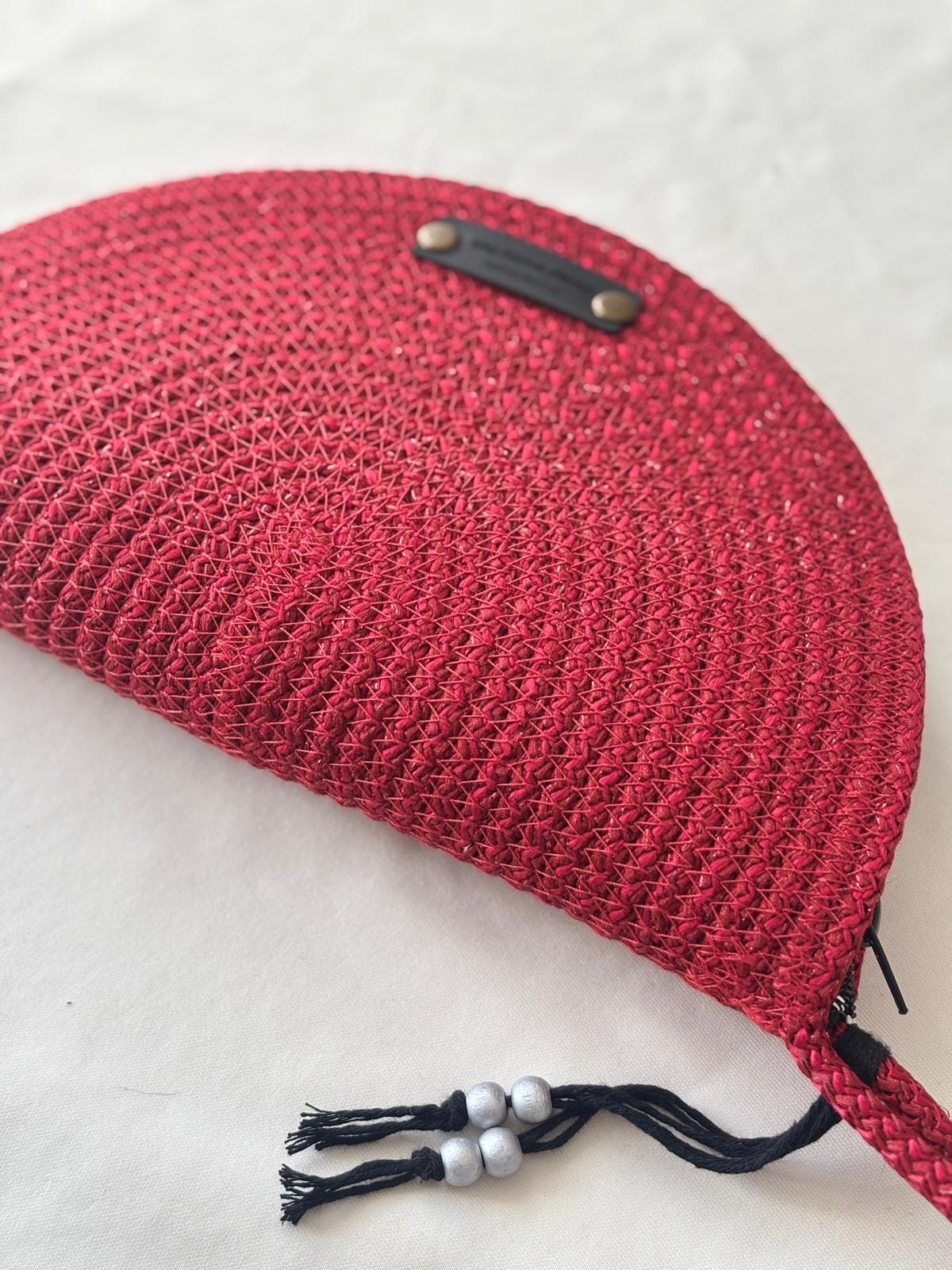 Crochet Half Moon Clutch: Handmade Cotton Wrist Bag