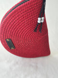 Shiny Red Handmade Jute Rope Shoulder Bag: Braided Boho Bag