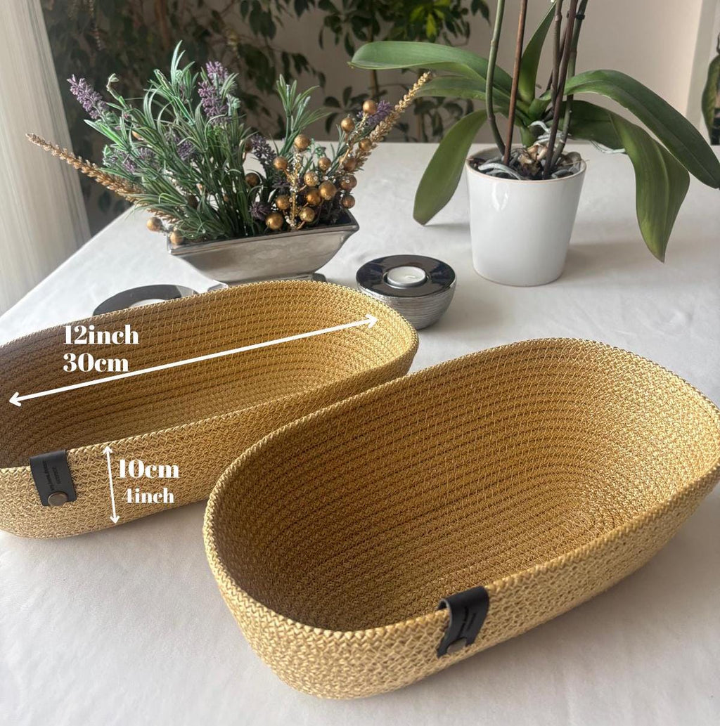 Handmade Woven Bread Basket Set: Rustic Kitchen Table Decor