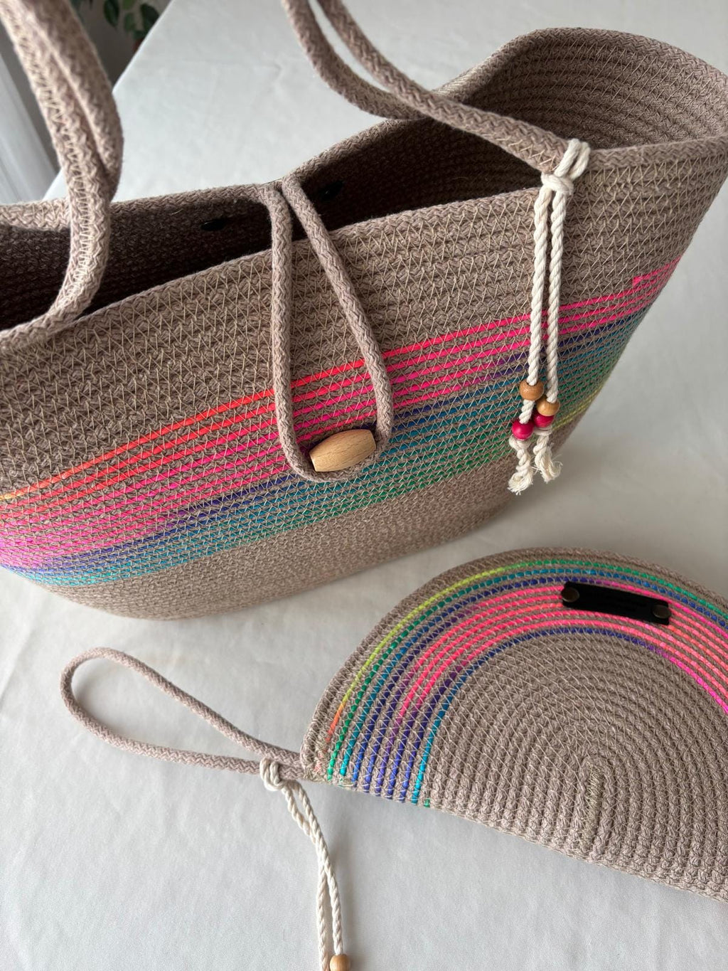 Boho beach tote bag with spacious interior