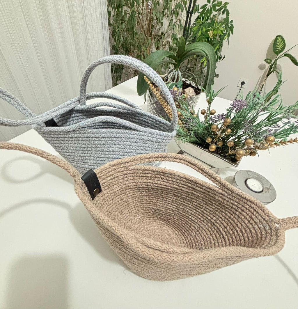 Handmade Rope Tote Bag: Woven Braid Purse - Boho Minimalist Handbag