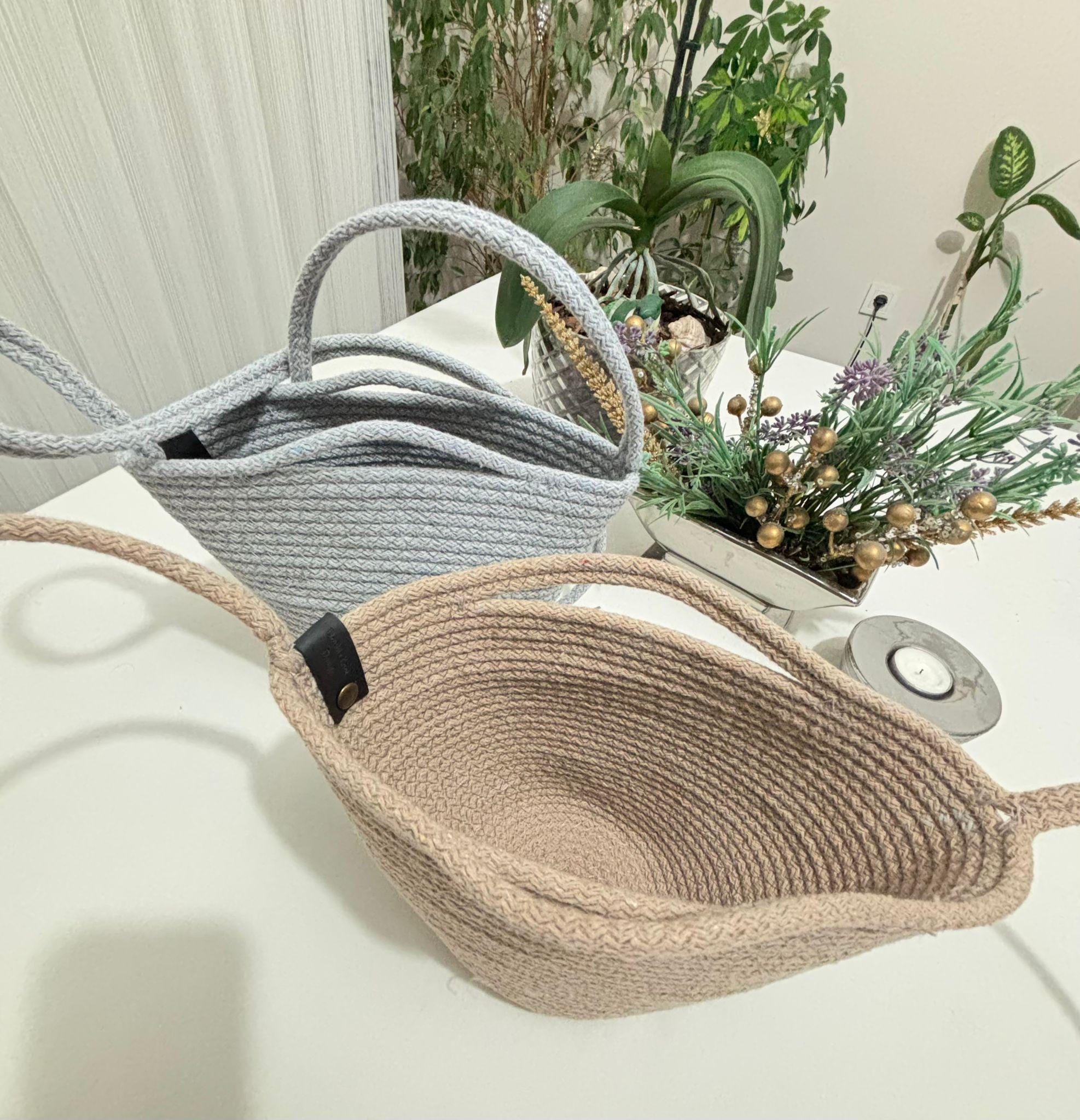 Handgemachte Seil-Tragetasche: Geflochtene Umhängetasche – Boho-Minimalistische Handtasche
